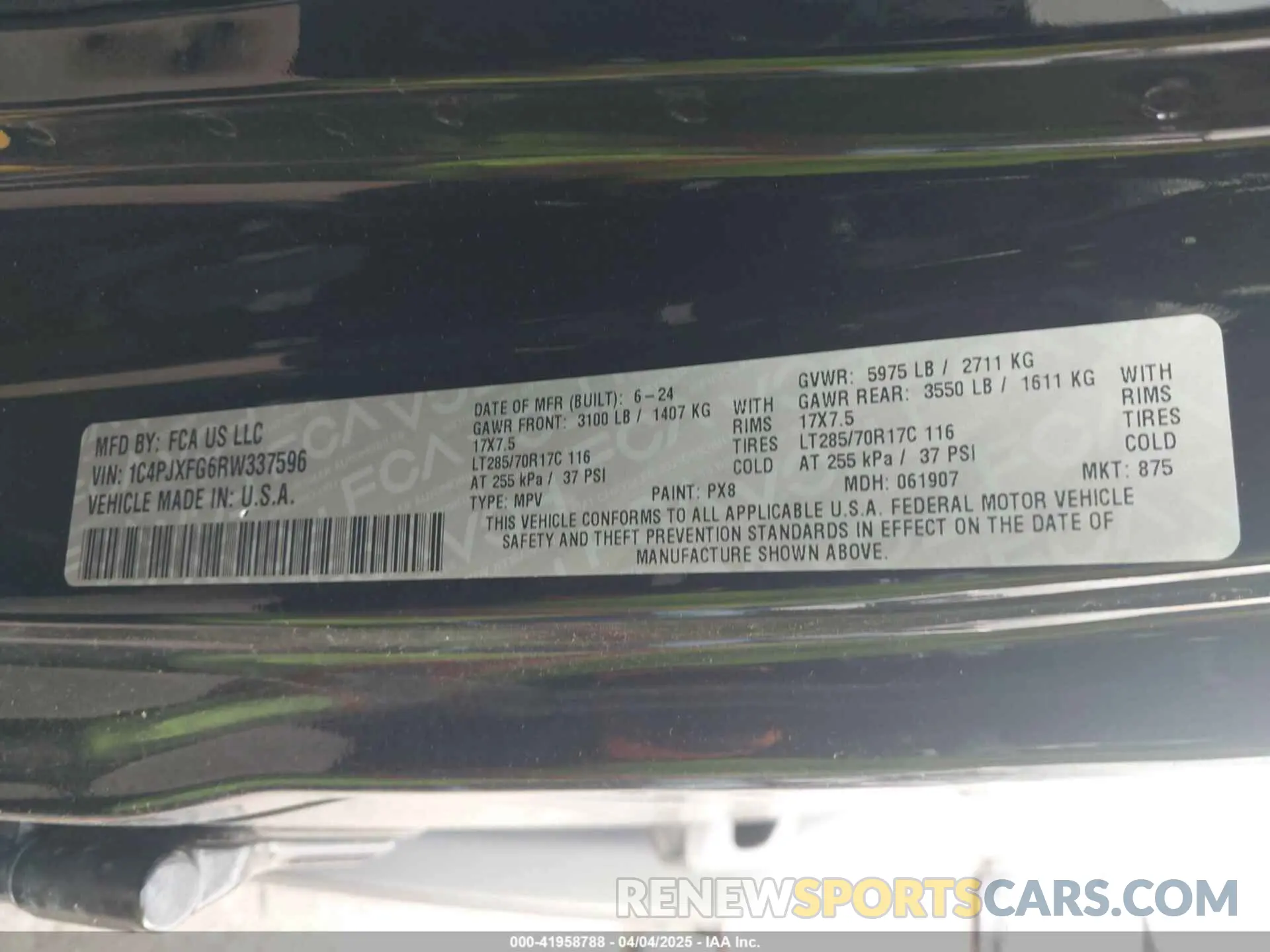 9 Фотография поврежденного автомобиля 1C4PJXFG6RW337596 JEEP WRANGLER 2024