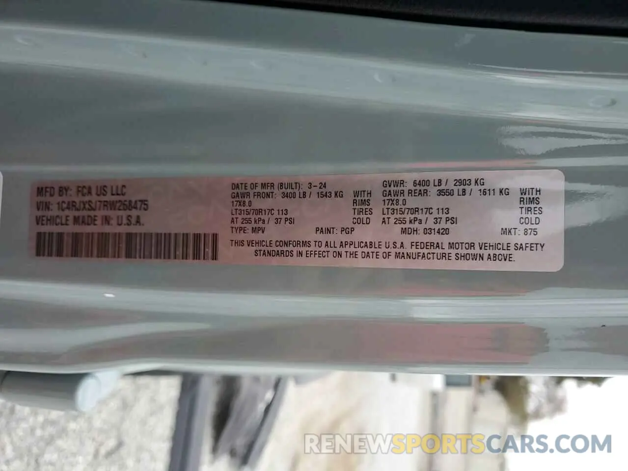 14 Фотография поврежденного автомобиля 1C4RJXSJ7RW268475 JEEP WRANGLER 2024