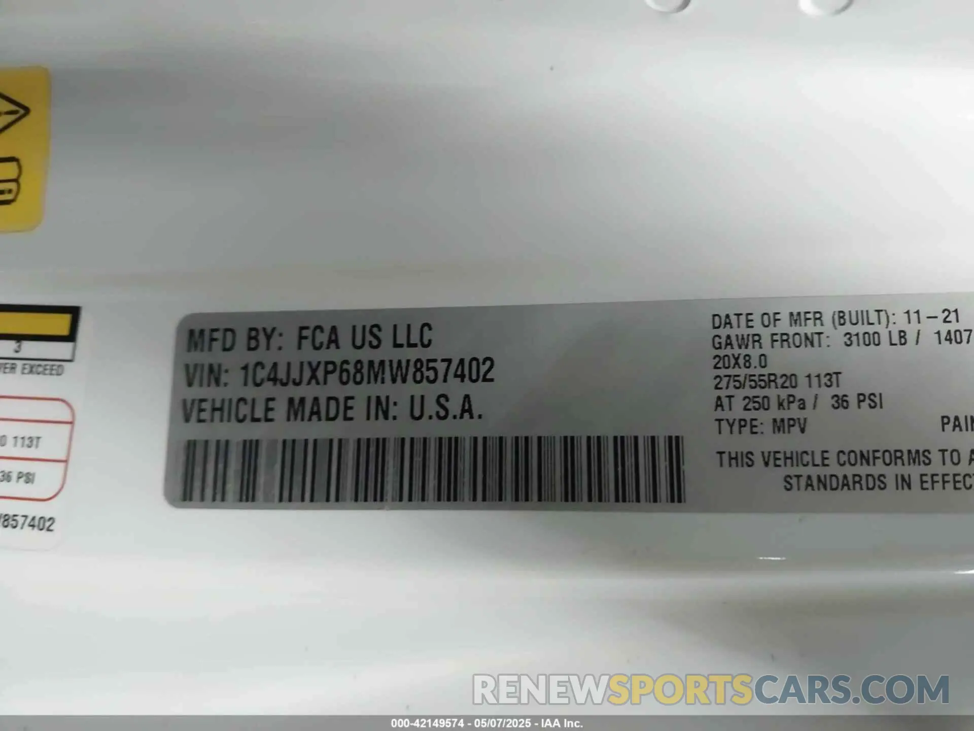 9 Фотография поврежденного автомобиля 1C4JJXP68MW857402 JEEP WRANGLER 4XE 2021