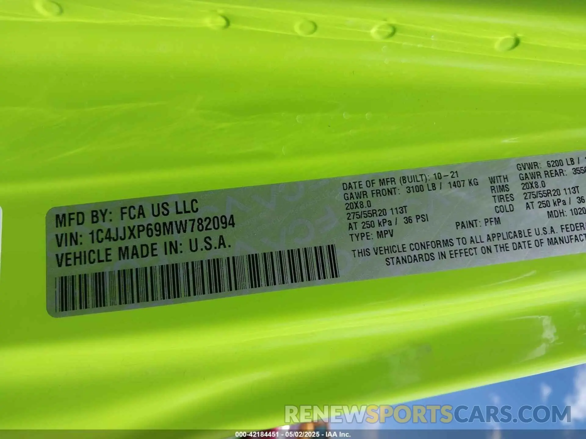 9 Фотография поврежденного автомобиля 1C4JJXP69MW782094 JEEP WRANGLER 4XE 2021
