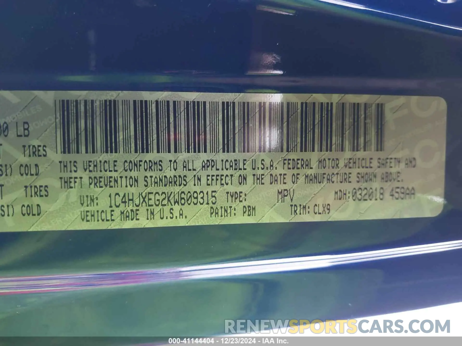 17 Photograph of a damaged car 1C4HJXEG2KW609315 JEEP WRANGLER UNLIMITED 2019