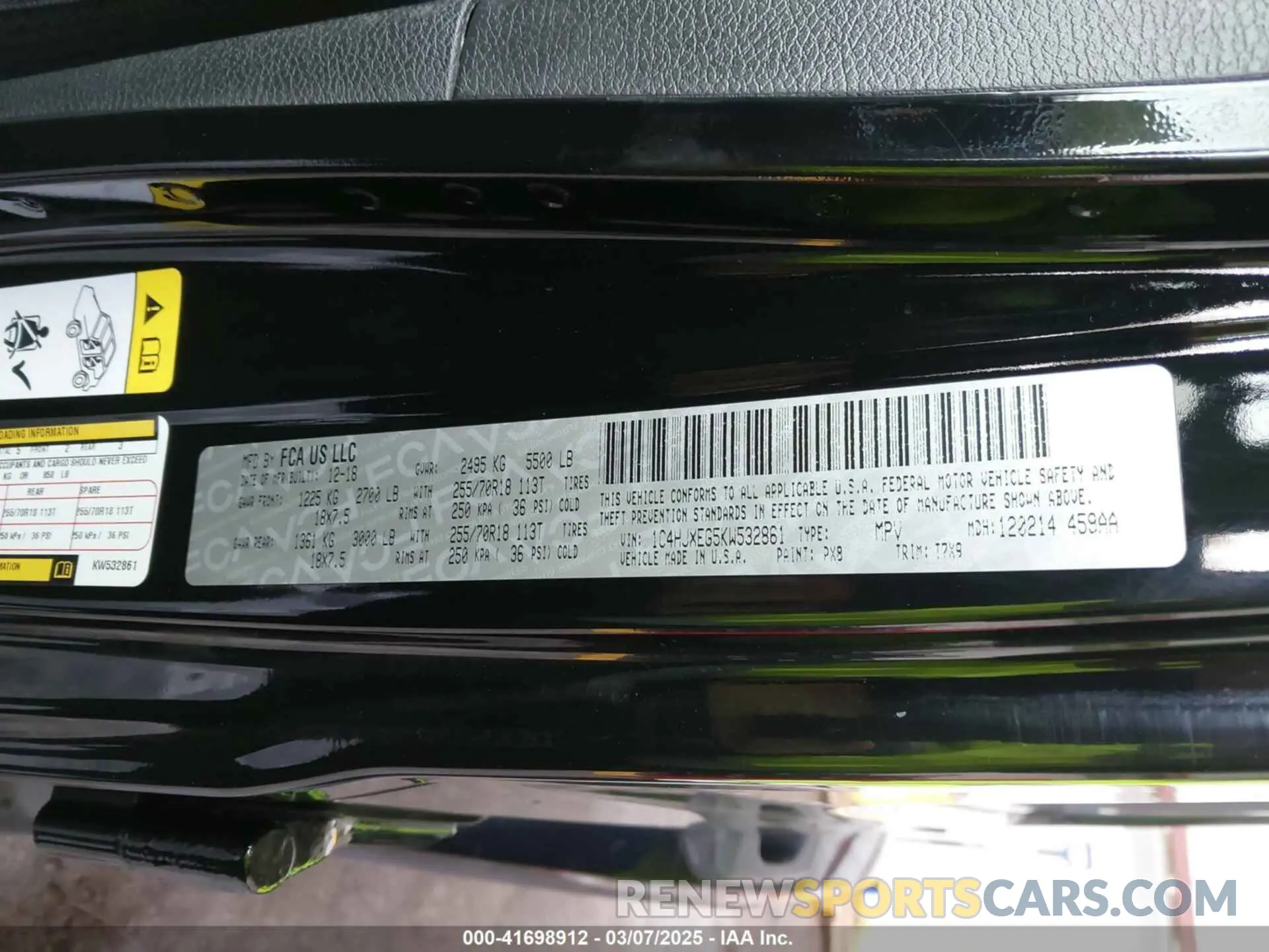9 Photograph of a damaged car 1C4HJXEG5KW532861 JEEP WRANGLER UNLIMITED 2019