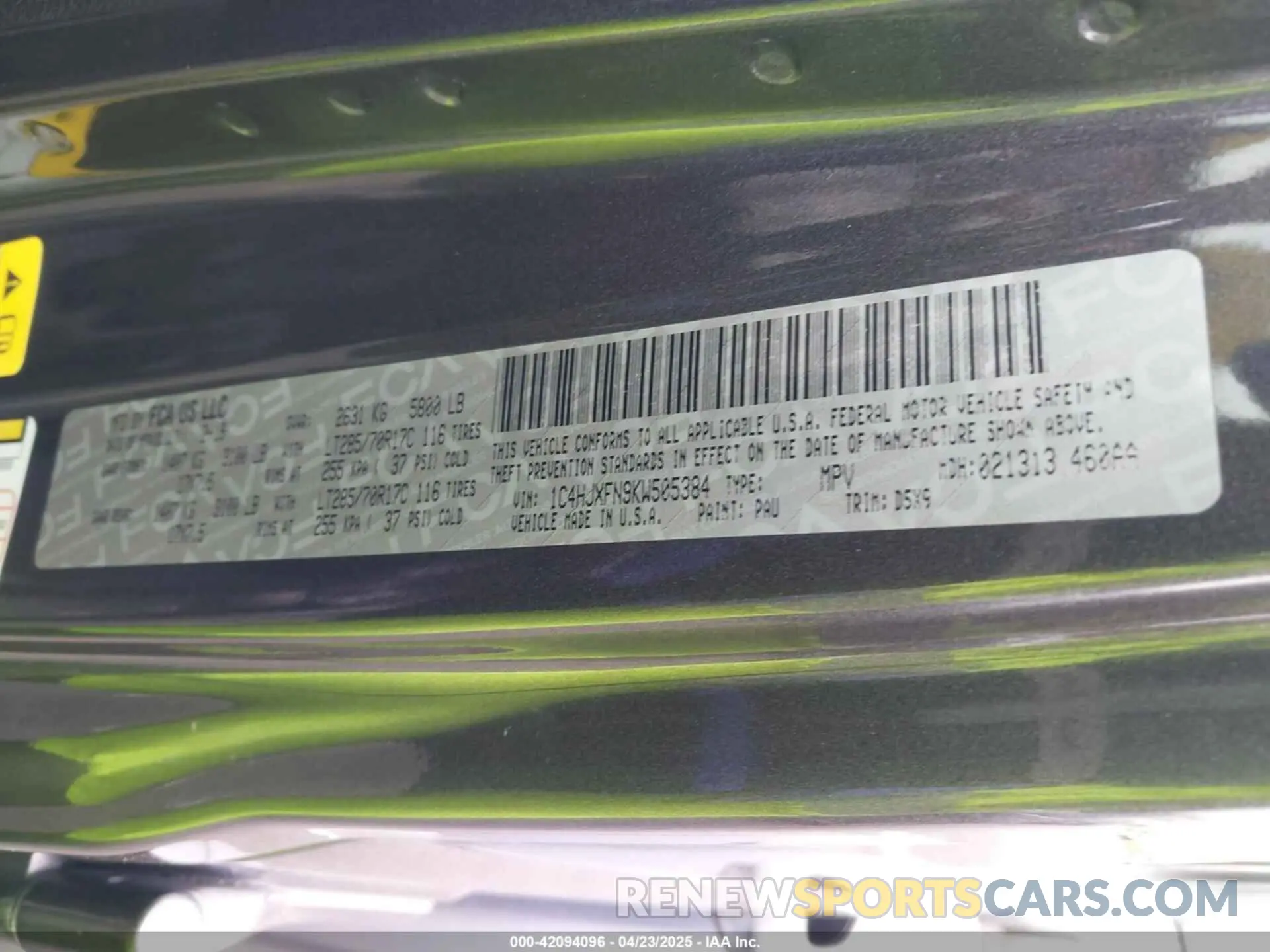 9 Фотография поврежденного автомобиля 1C4HJXFN9KW505384 JEEP WRANGLER UNLIMITED 2019