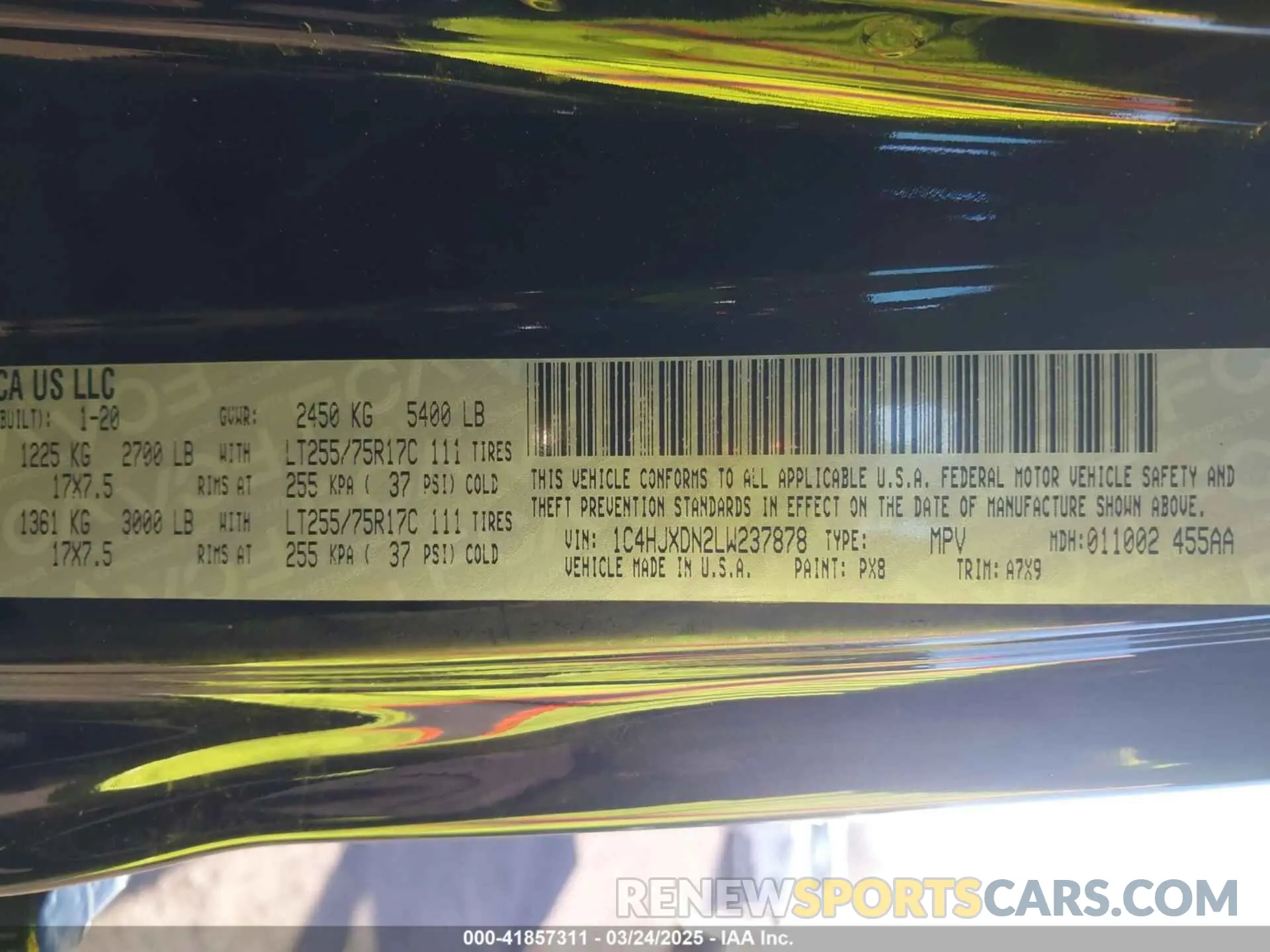 9 Photograph of a damaged car 1C4HJXDN2LW237878 JEEP WRANGLER UNLIMITED 2020