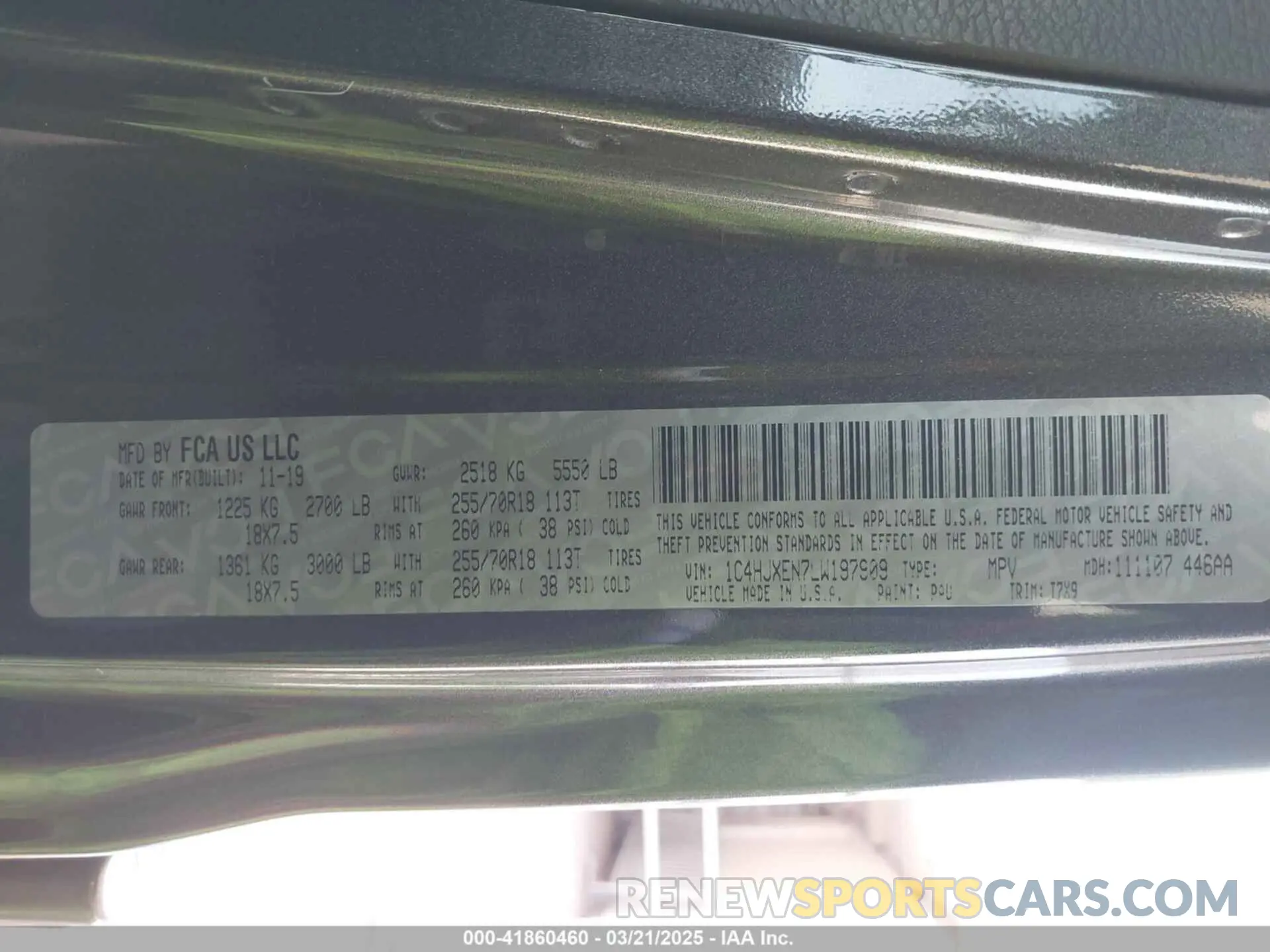 9 Photograph of a damaged car 1C4HJXEN7LW197909 JEEP WRANGLER UNLIMITED 2020