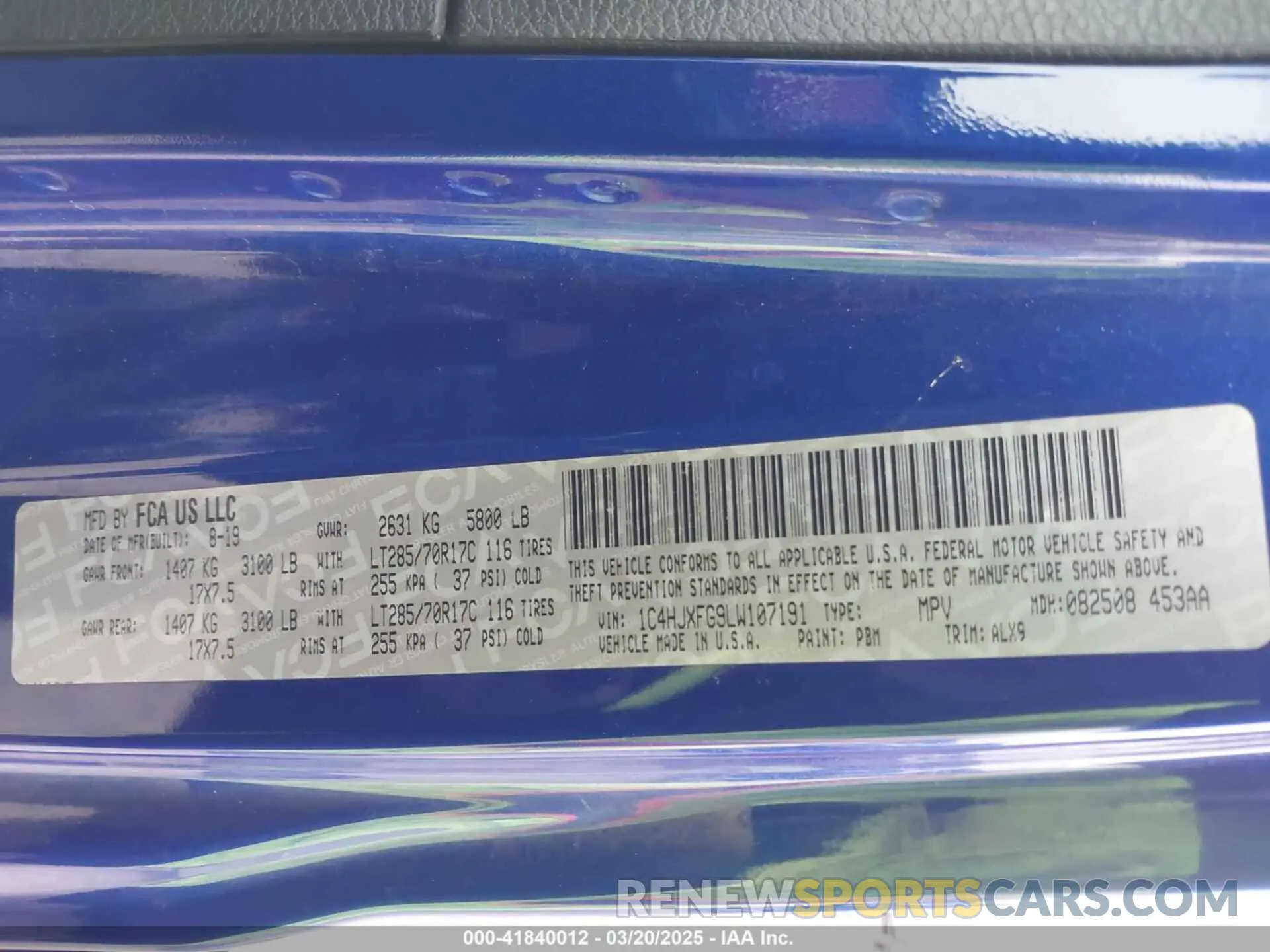 9 Photograph of a damaged car 1C4HJXFG9LW107191 JEEP WRANGLER UNLIMITED 2020