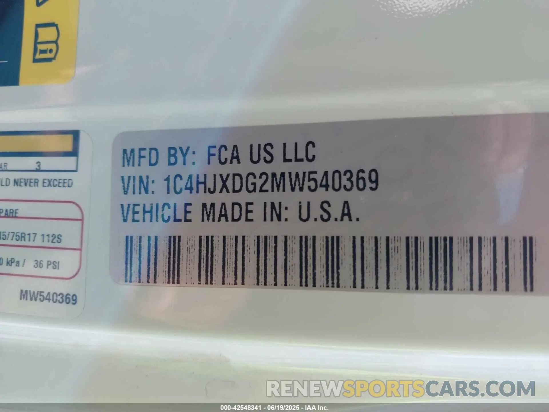 9 Photograph of a damaged car 1C4HJXDG2MW540369 JEEP WRANGLER UNLIMITED 2021