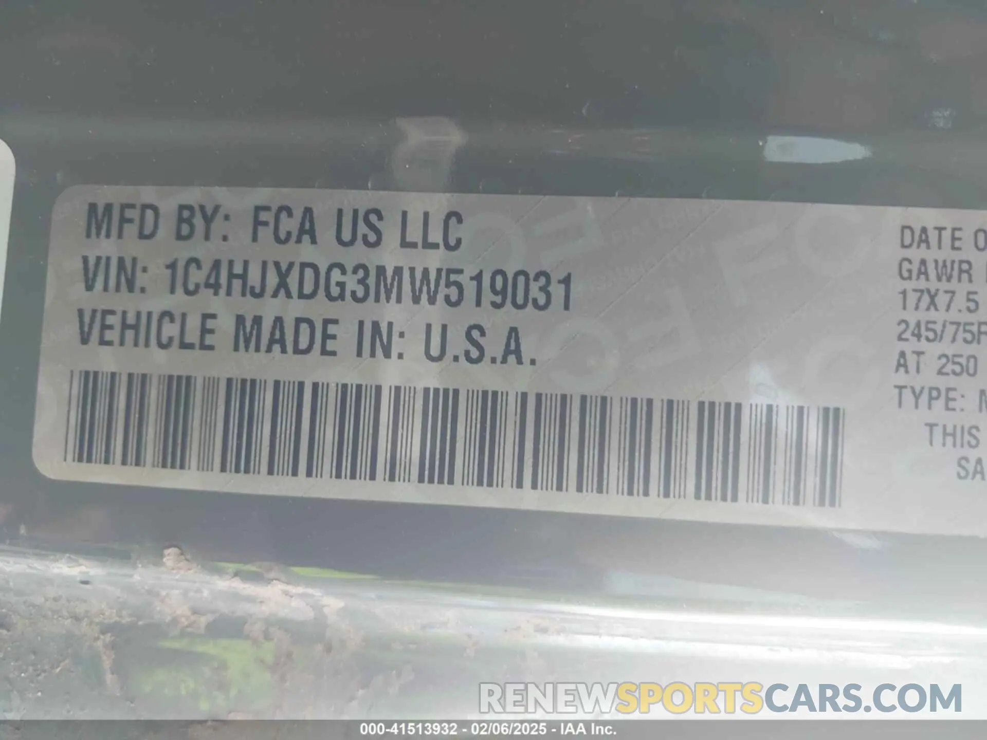 9 Photograph of a damaged car 1C4HJXDG3MW519031 JEEP WRANGLER UNLIMITED 2021