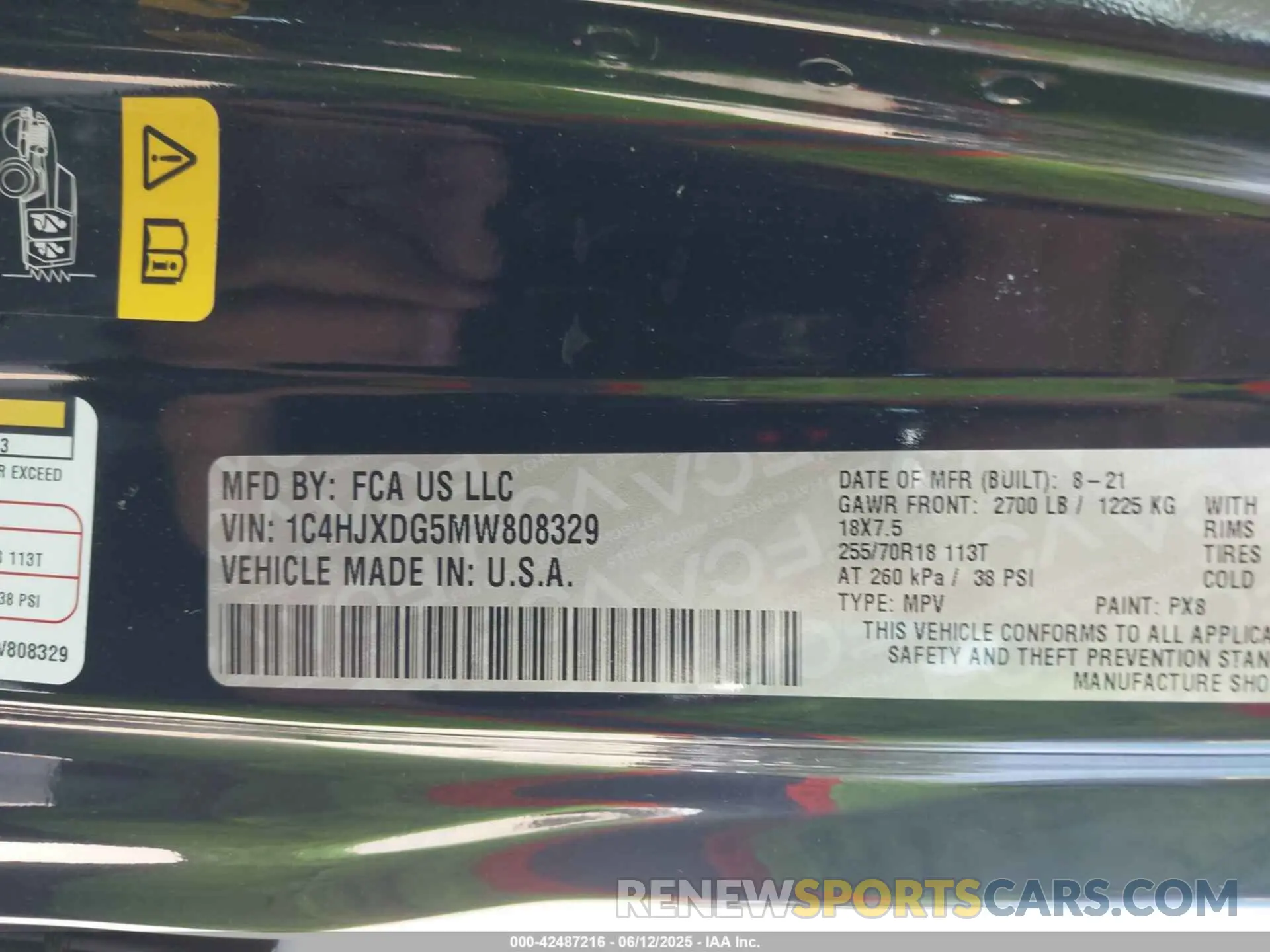 9 Photograph of a damaged car 1C4HJXDG5MW808329 JEEP WRANGLER UNLIMITED 2021