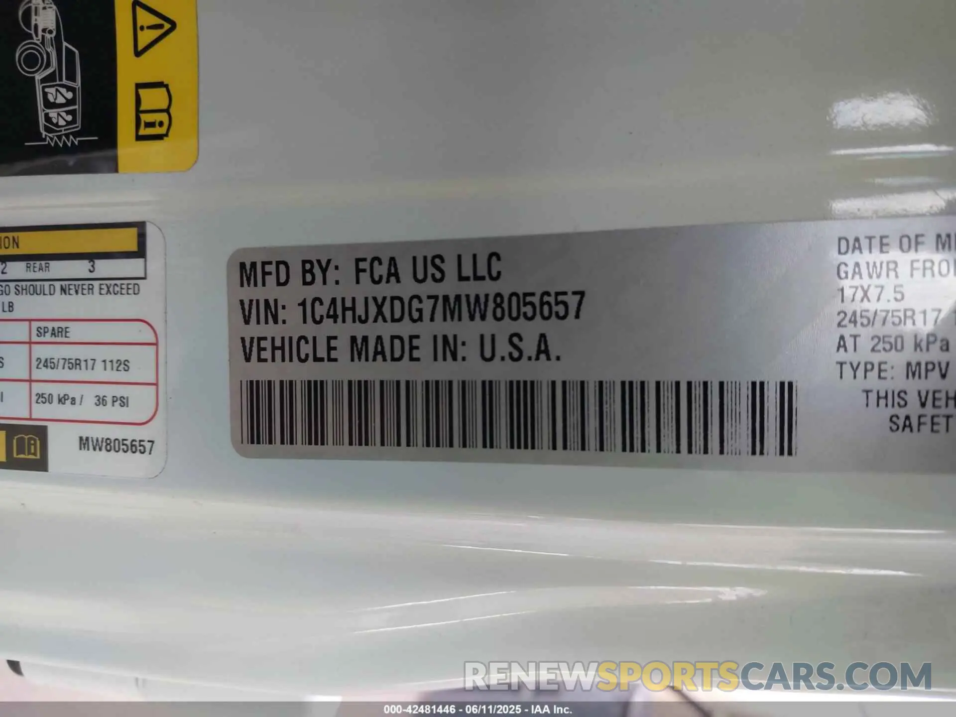 9 Photograph of a damaged car 1C4HJXDG7MW805657 JEEP WRANGLER UNLIMITED 2021