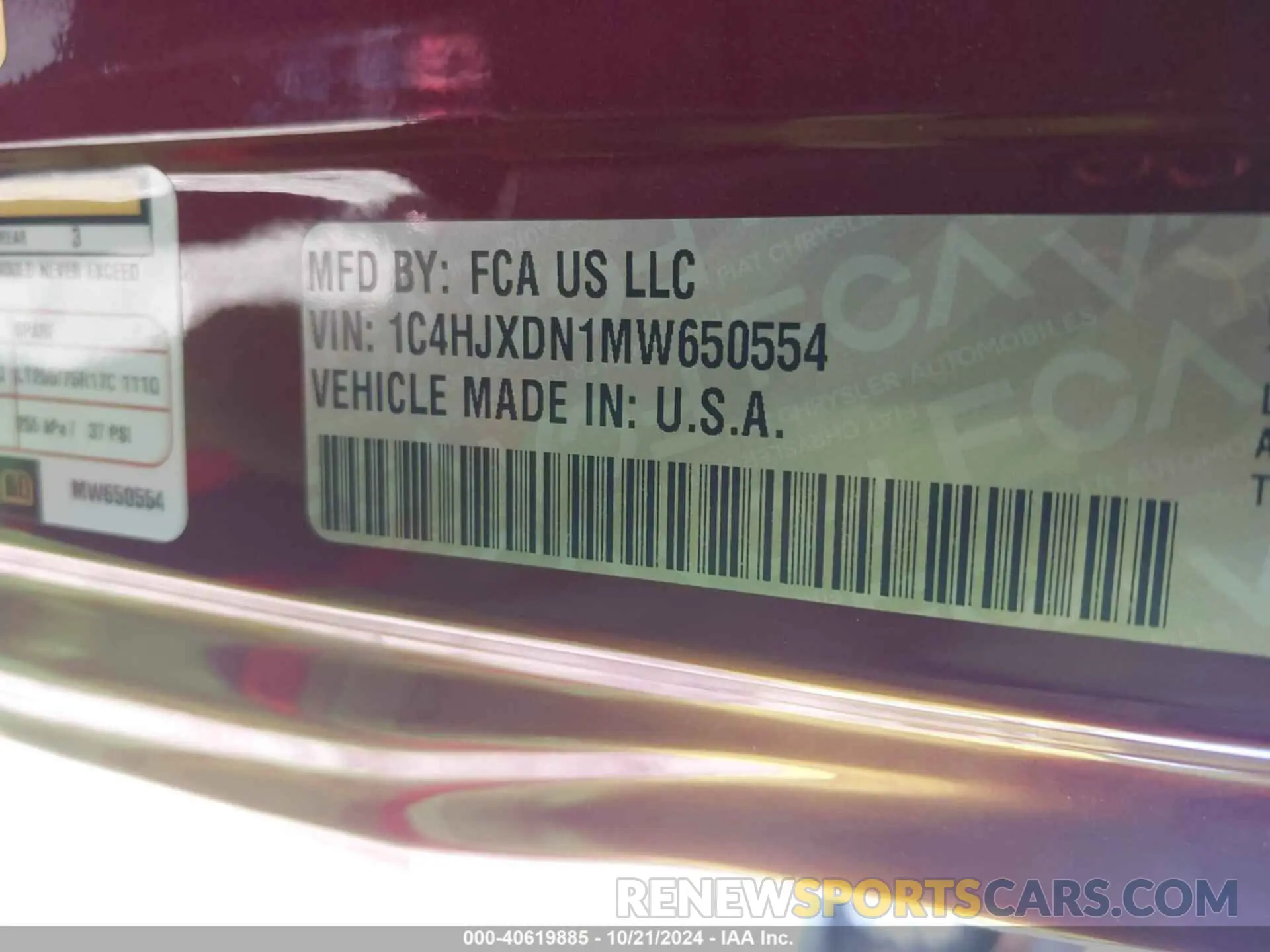 9 Фотография поврежденного автомобиля 1C4HJXDN1MW650554 JEEP WRANGLER UNLIMITED 2021