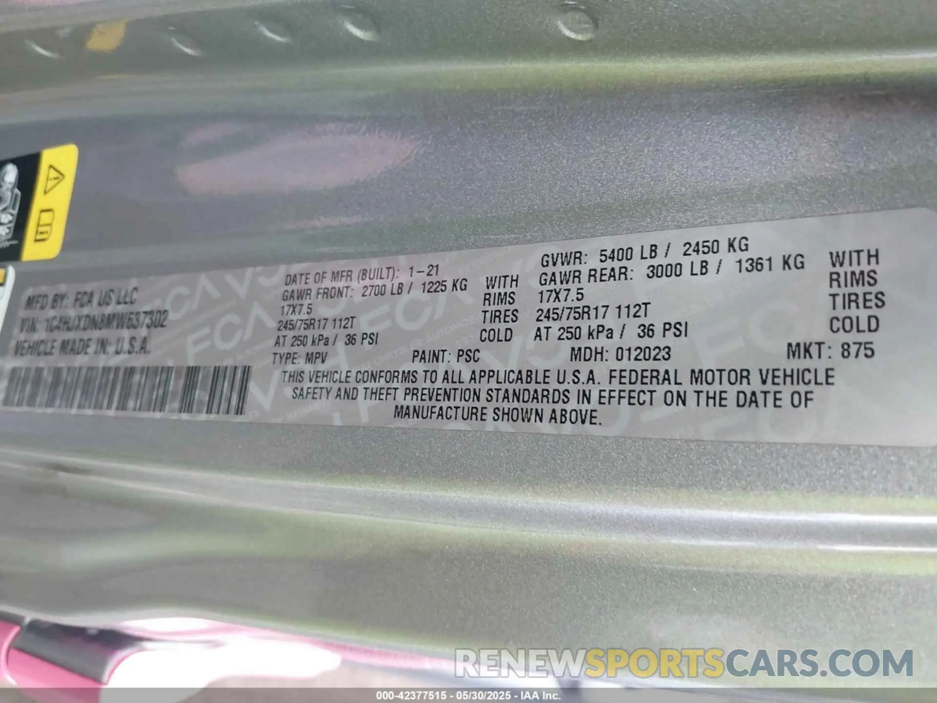 9 Фотография поврежденного автомобиля 1C4HJXDN8MW637302 JEEP WRANGLER UNLIMITED 2021