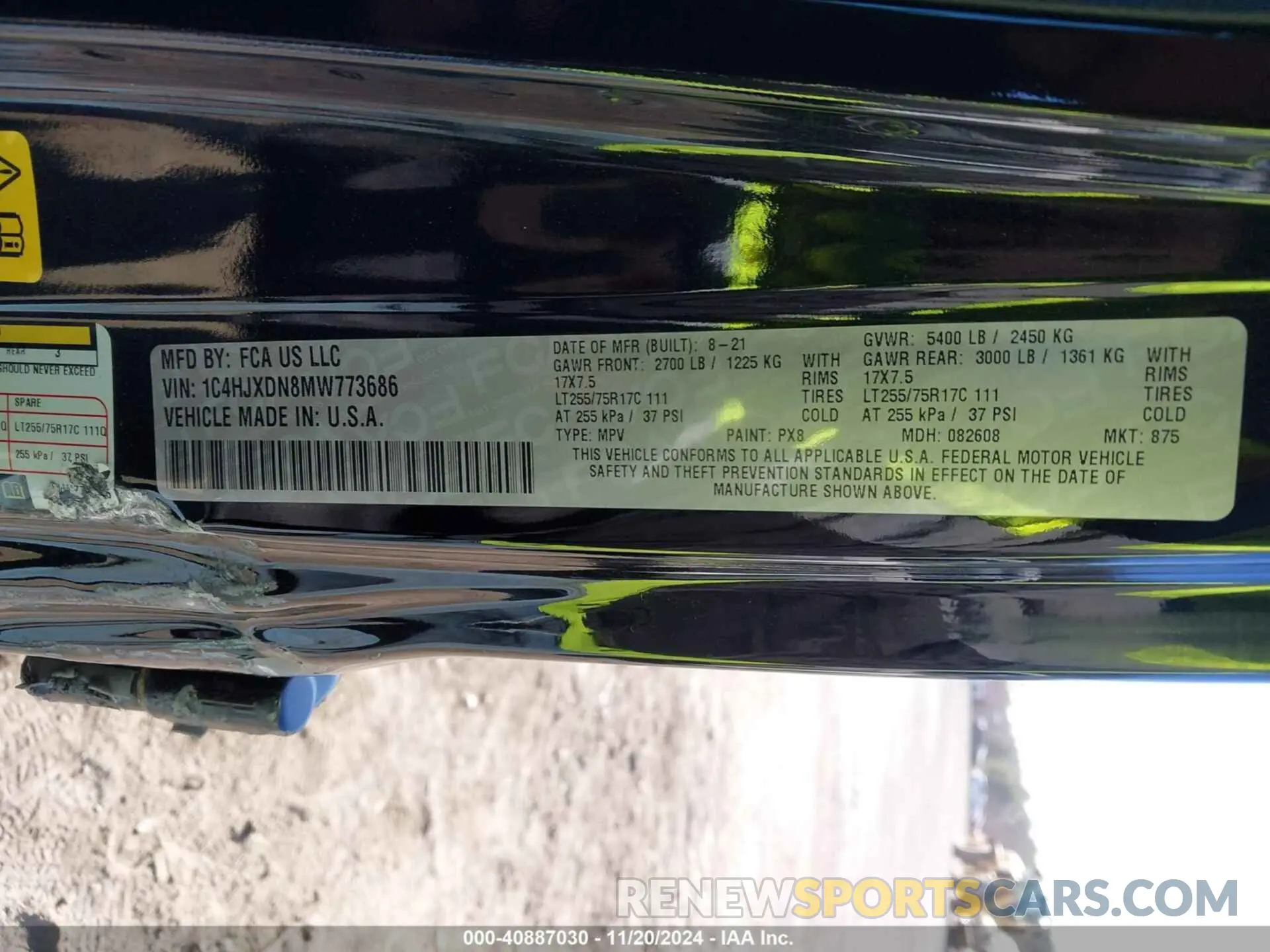 9 Photograph of a damaged car 1C4HJXDN8MW773686 JEEP WRANGLER UNLIMITED 2021