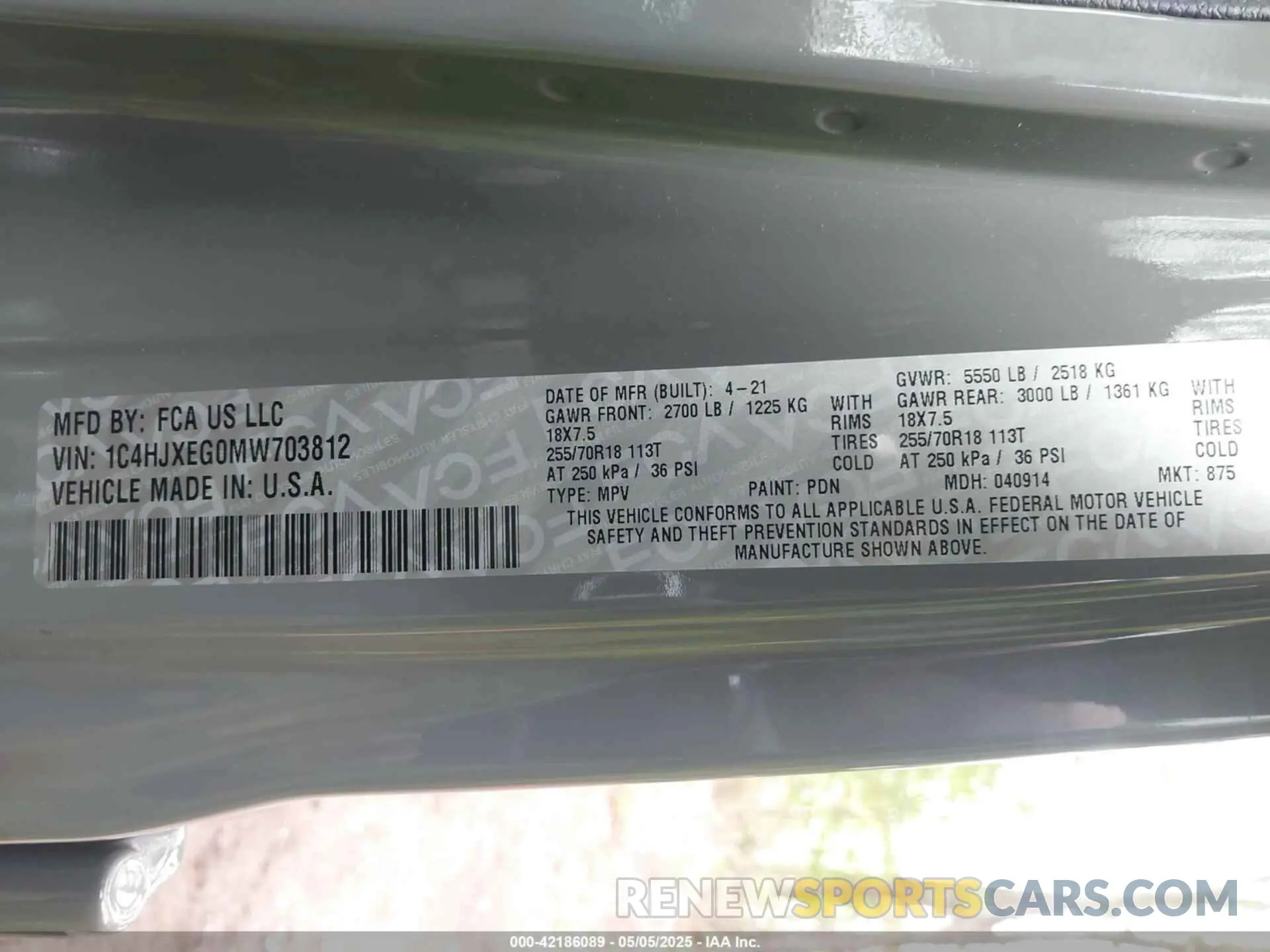 9 Фотография поврежденного автомобиля 1C4HJXEG0MW703812 JEEP WRANGLER UNLIMITED 2021