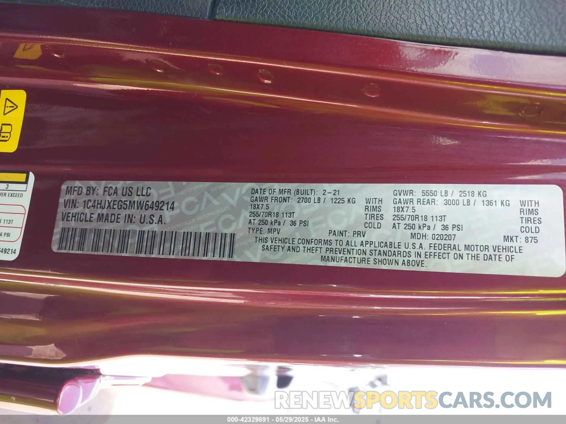 9 Фотография поврежденного автомобиля 1C4HJXEG5MW649214 JEEP WRANGLER UNLIMITED 2021