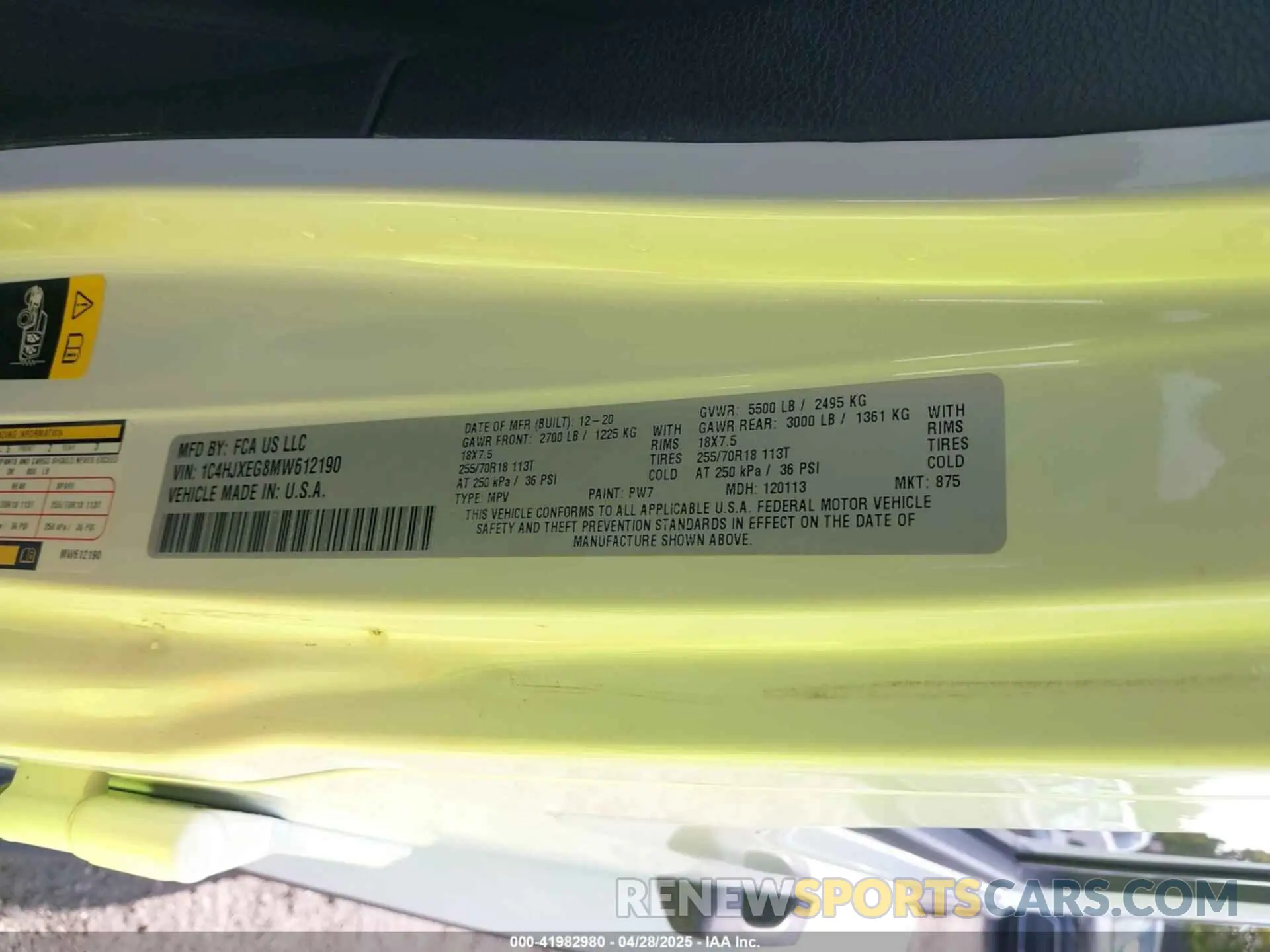9 Photograph of a damaged car 1C4HJXEG8MW612190 JEEP WRANGLER UNLIMITED 2021
