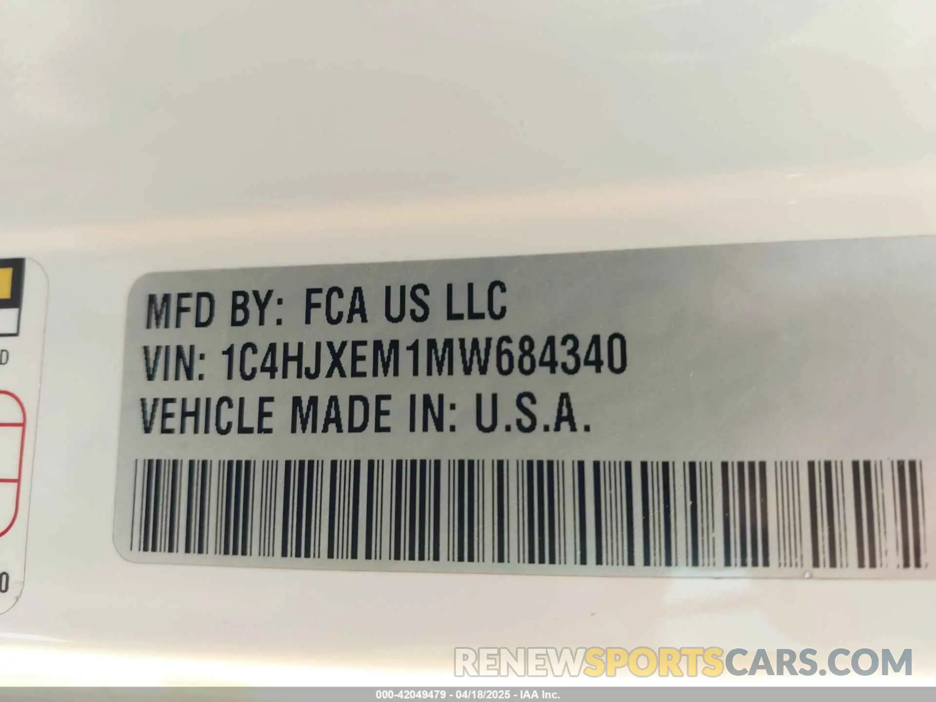 9 Фотография поврежденного автомобиля 1C4HJXEM1MW684340 JEEP WRANGLER UNLIMITED 2021
