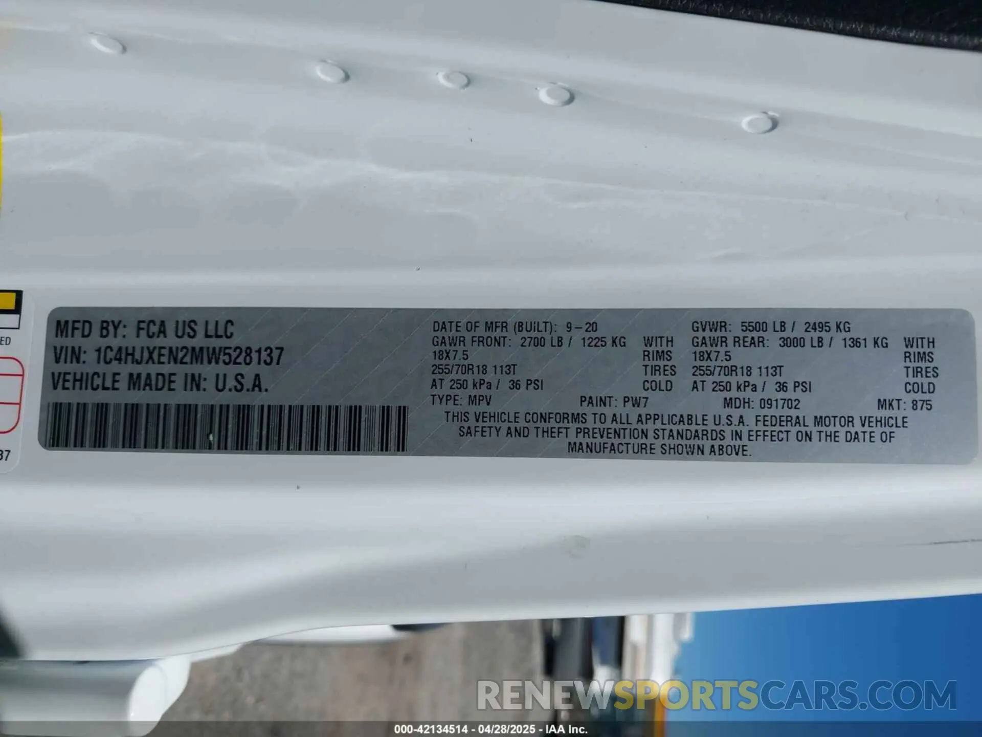 9 Photograph of a damaged car 1C4HJXEN2MW528137 JEEP WRANGLER UNLIMITED 2021
