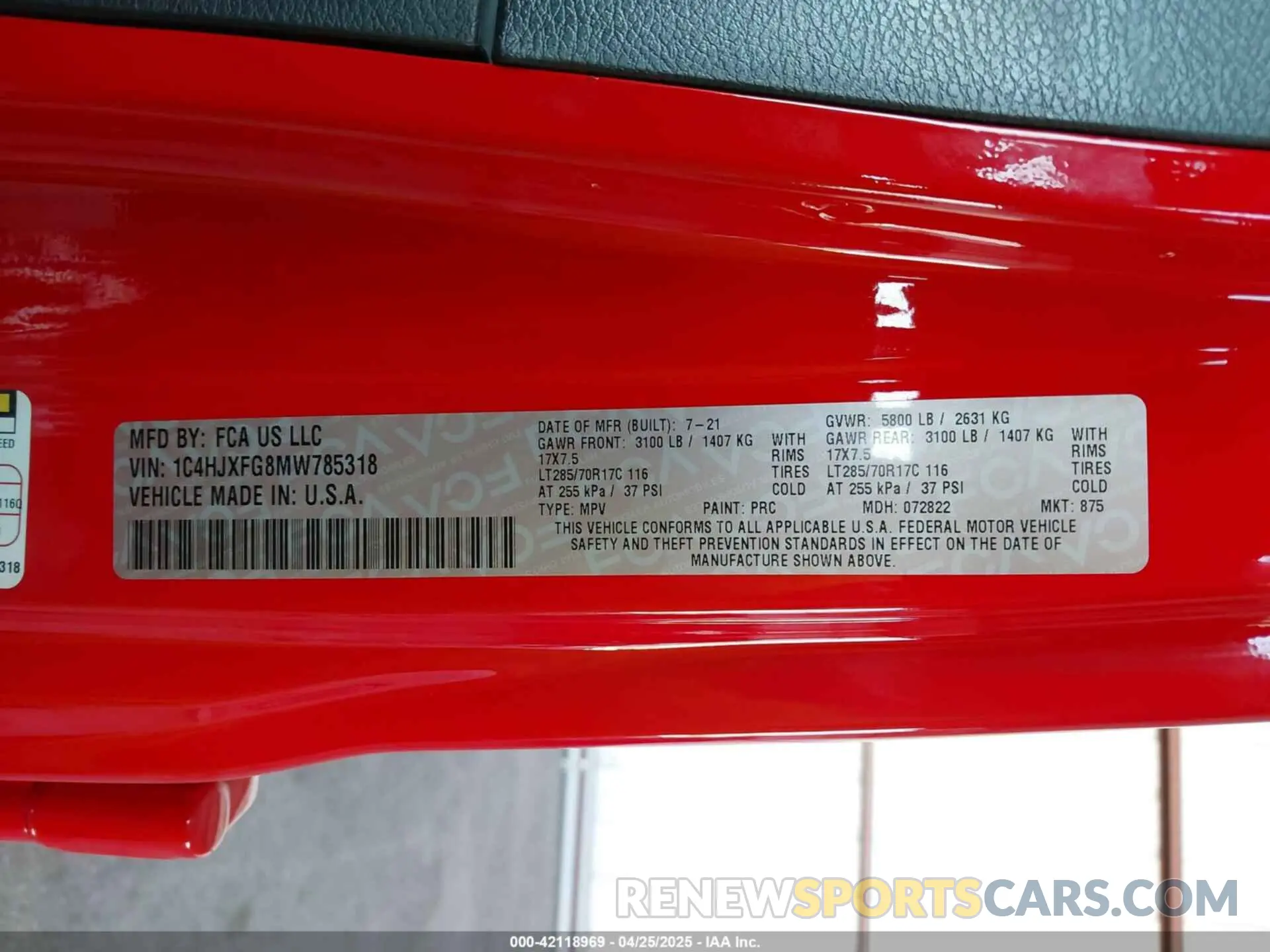 9 Photograph of a damaged car 1C4HJXFG8MW785318 JEEP WRANGLER UNLIMITED 2021