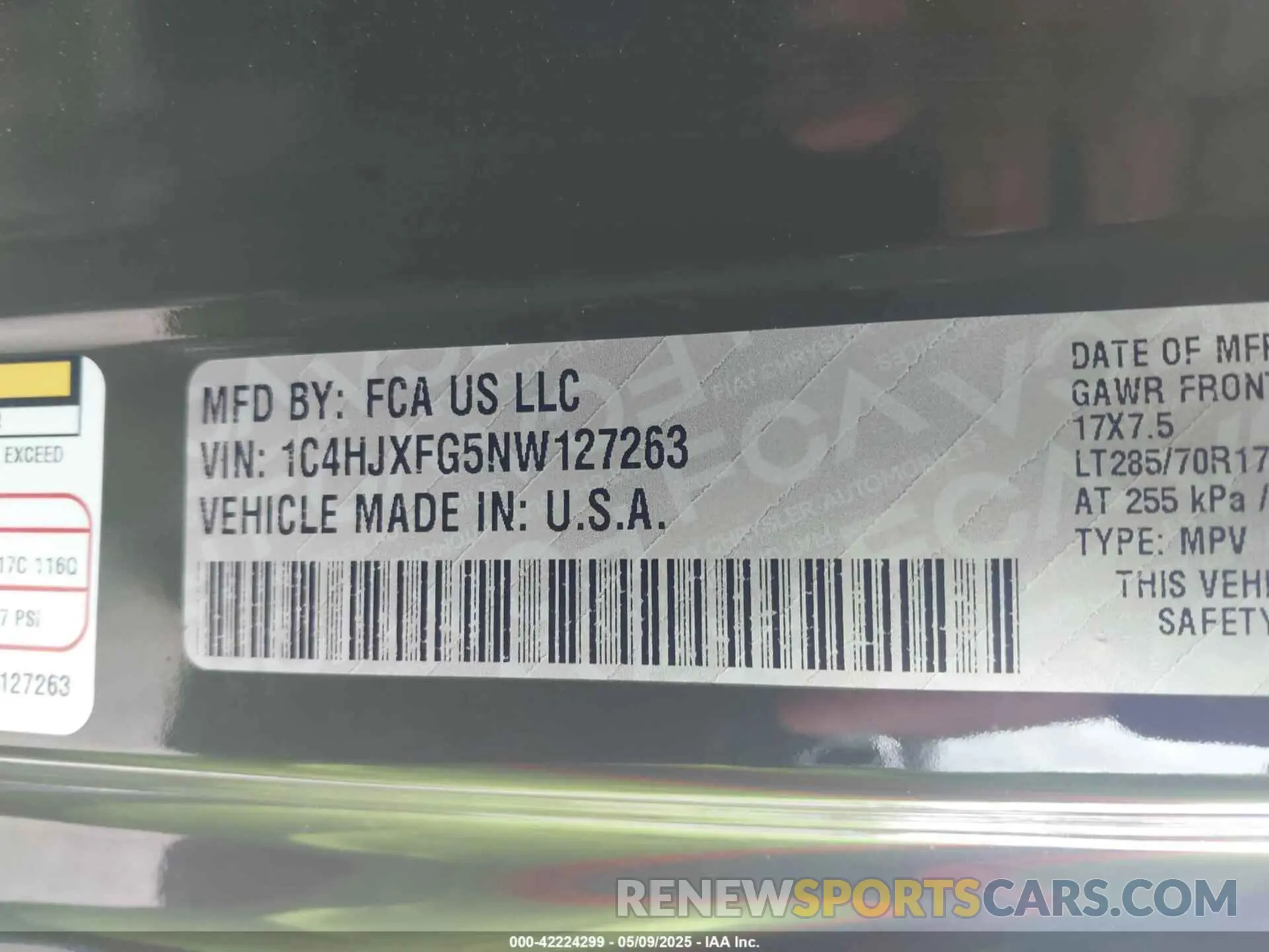9 Фотография поврежденного автомобиля 1C4HJXFG5NW127263 JEEP WRANGLER UNLIMITED 2022