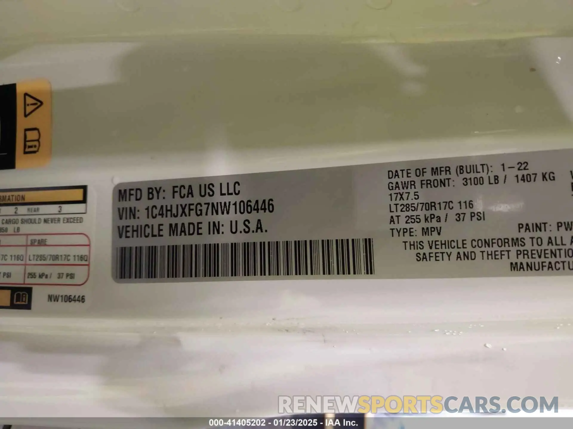 9 Фотография поврежденного автомобиля 1C4HJXFG7NW106446 JEEP WRANGLER UNLIMITED 2022