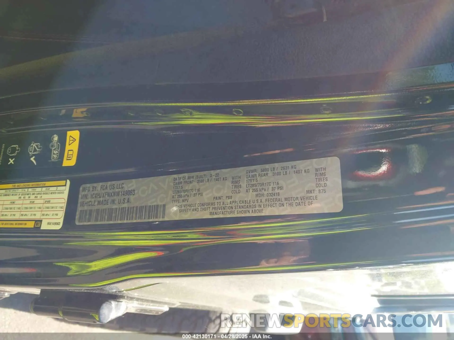 9 Photograph of a damaged car 1C4HJXFNXNW149063 JEEP WRANGLER UNLIMITED 2022