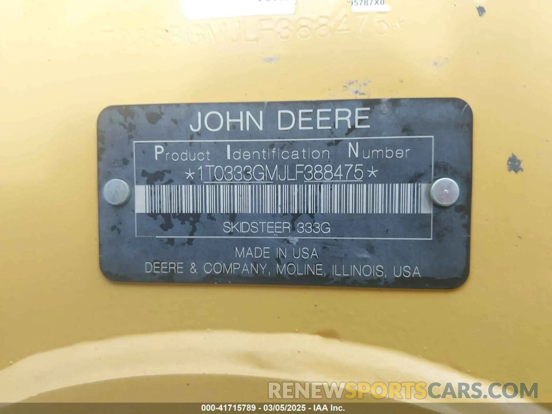 9 Фотография поврежденного автомобиля 1T0333GMJLF388475 JOHN DEERE SKIDSTEER 333G 2020