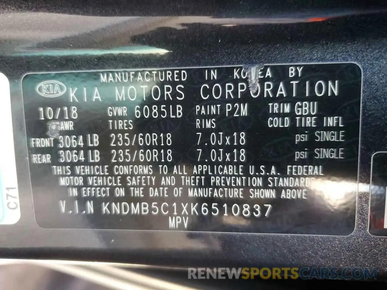 13 Фотография поврежденного автомобиля KNDMB5C1XK6510837 KIA All Models 2019