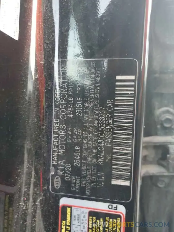 13 Фотография поврежденного автомобиля KNALC4J10L5233237 KIA CADENZA 2020