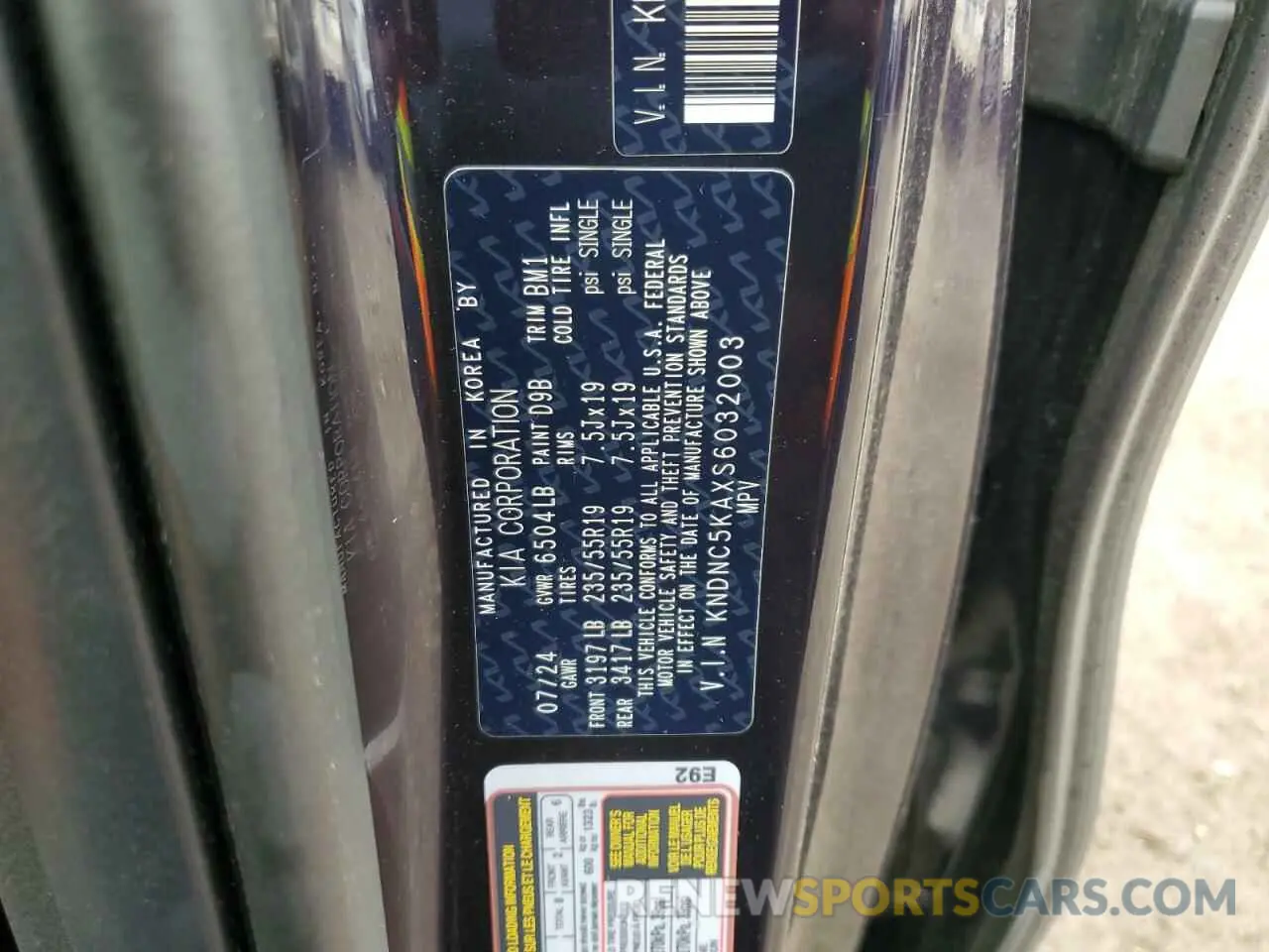 15 Photograph of a damaged car KNDNC5KAXS6032003 KIA CARNIVAL E 2025