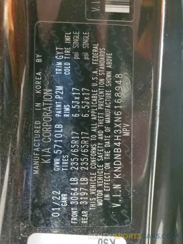 12 Фотография поврежденного автомобиля KNDNB4H3XN6168948 KIA CARNIVAL L 2022
