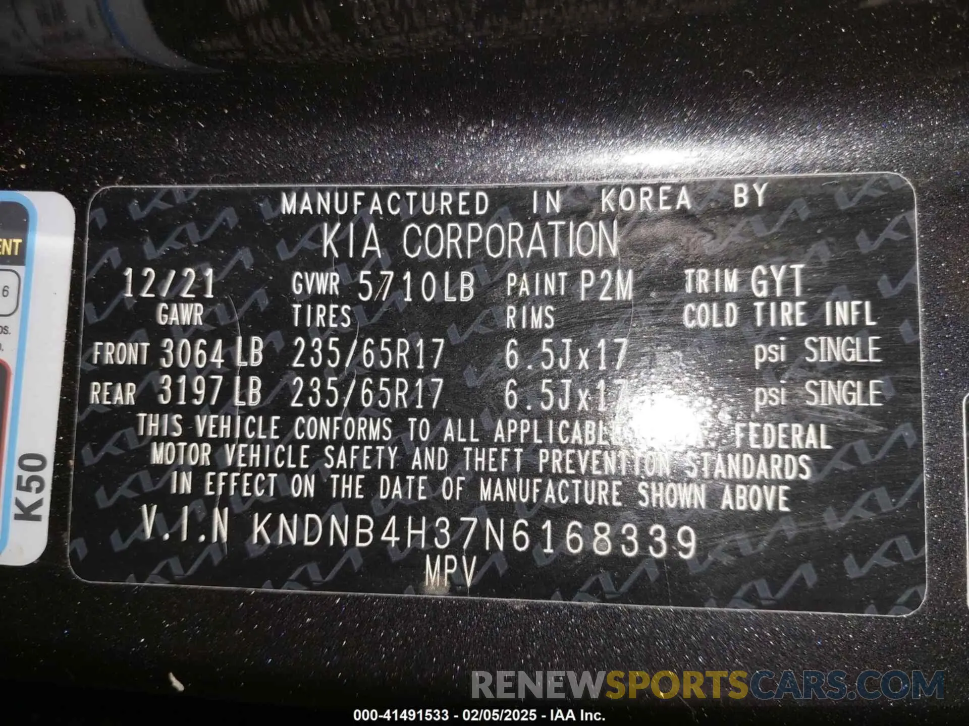 9 Photograph of a damaged car KNDNB4H37N6168339 KIA CARNIVAL MPV 2022