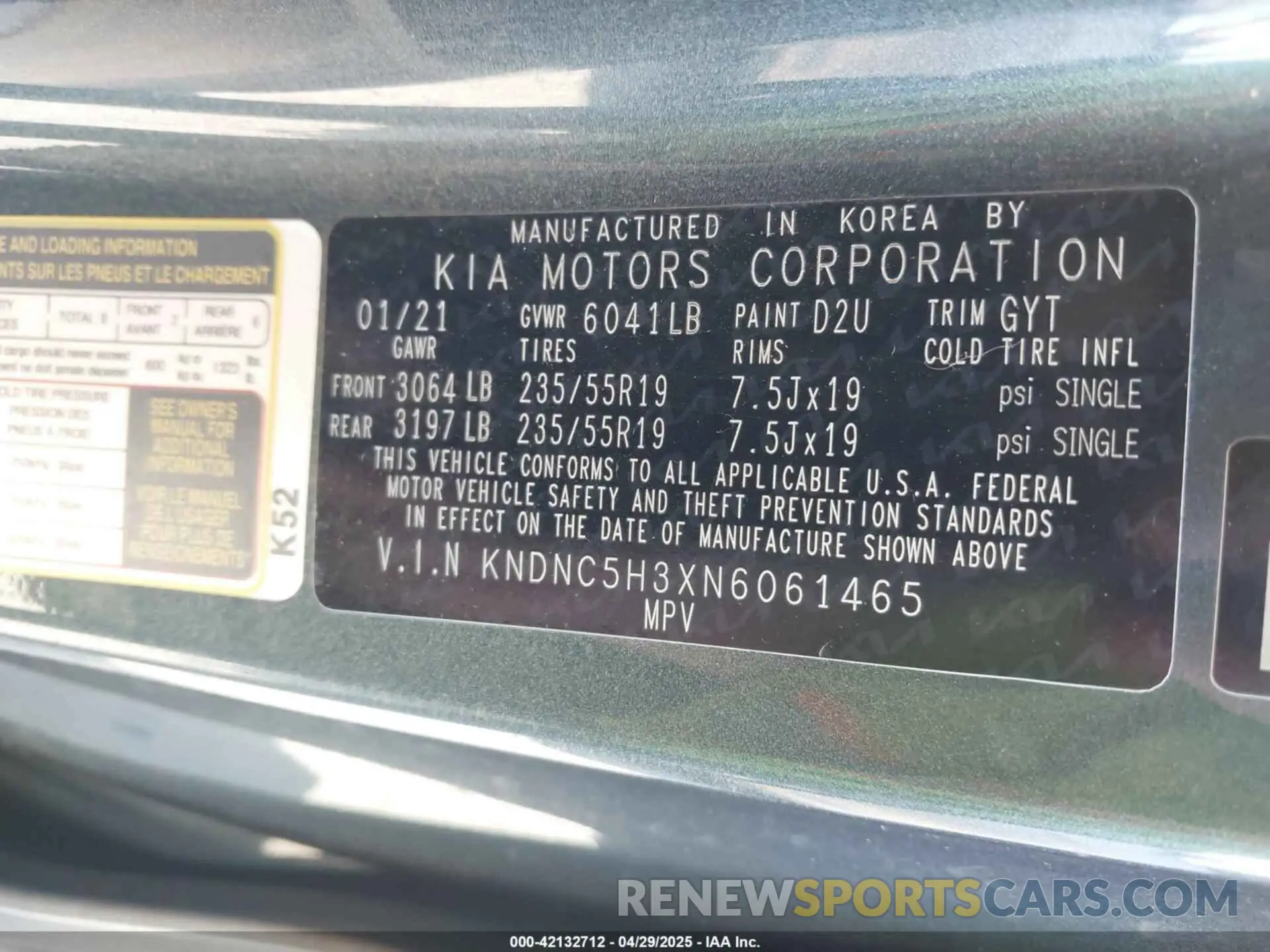 9 Фотография поврежденного автомобиля KNDNC5H3XN6061465 KIA CARNIVAL MPV 2022