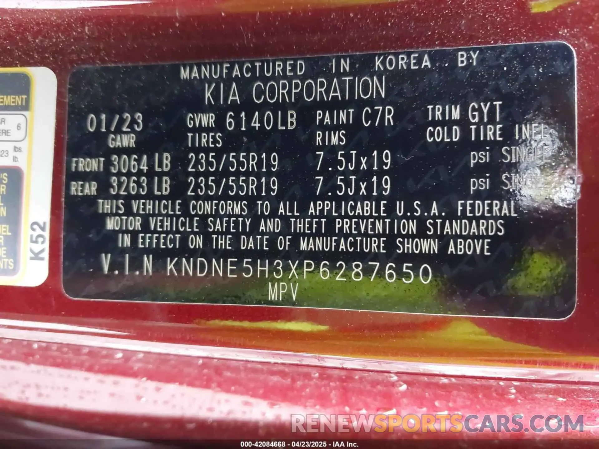 9 Фотография поврежденного автомобиля KNDNE5H3XP6287650 KIA CARNIVAL MPV 2023