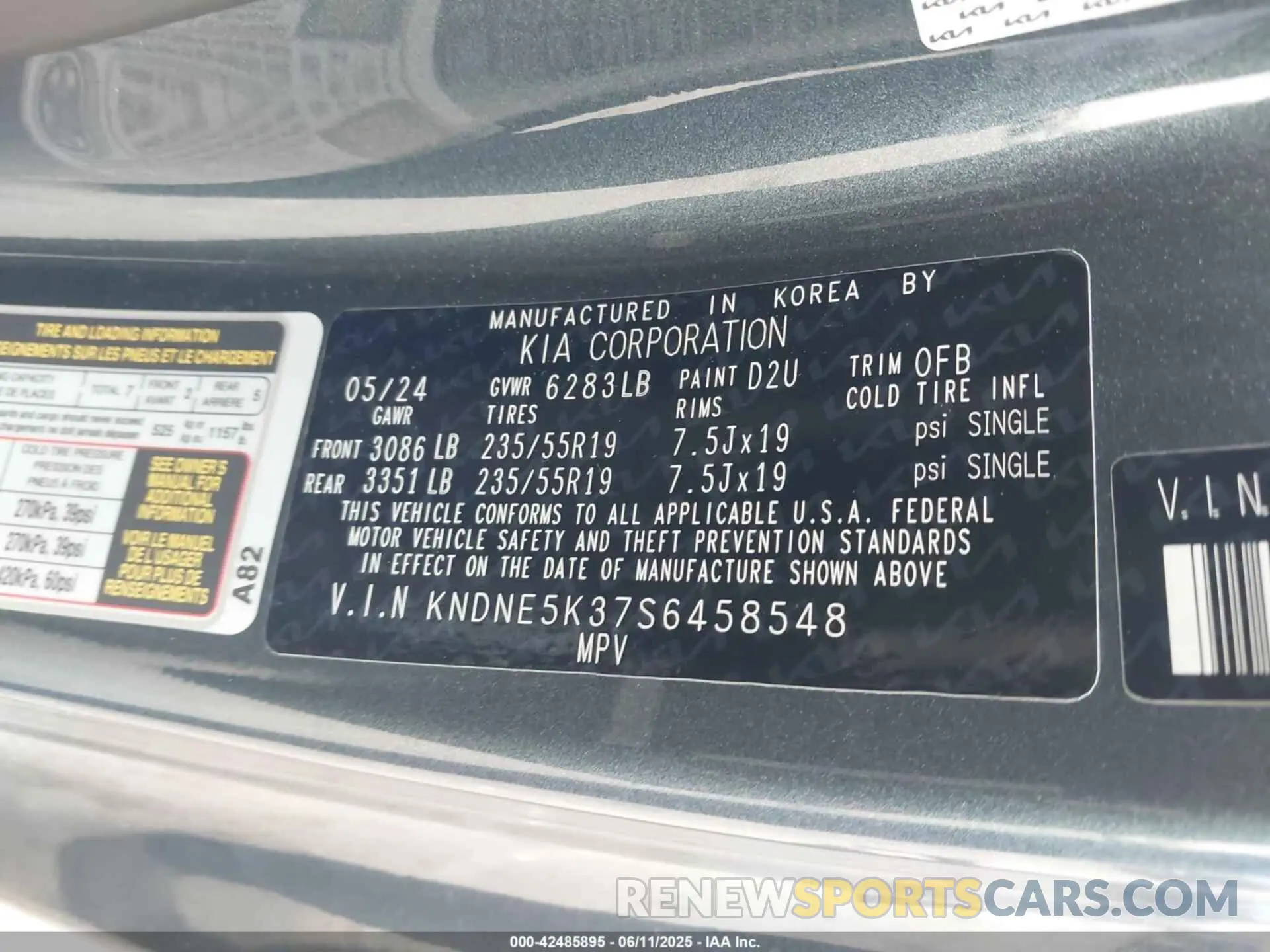 9 Photograph of a damaged car KNDNE5K37S6458548 KIA CARNIVAL MPV 2025