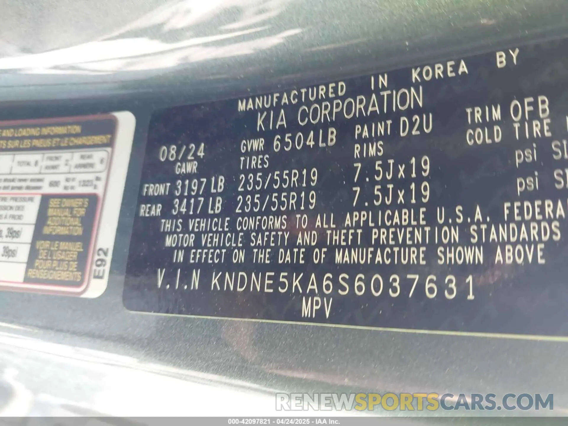 9 Фотография поврежденного автомобиля KNDNE5KA6S6037631 KIA CARNIVAL MPV HYBRID 2025