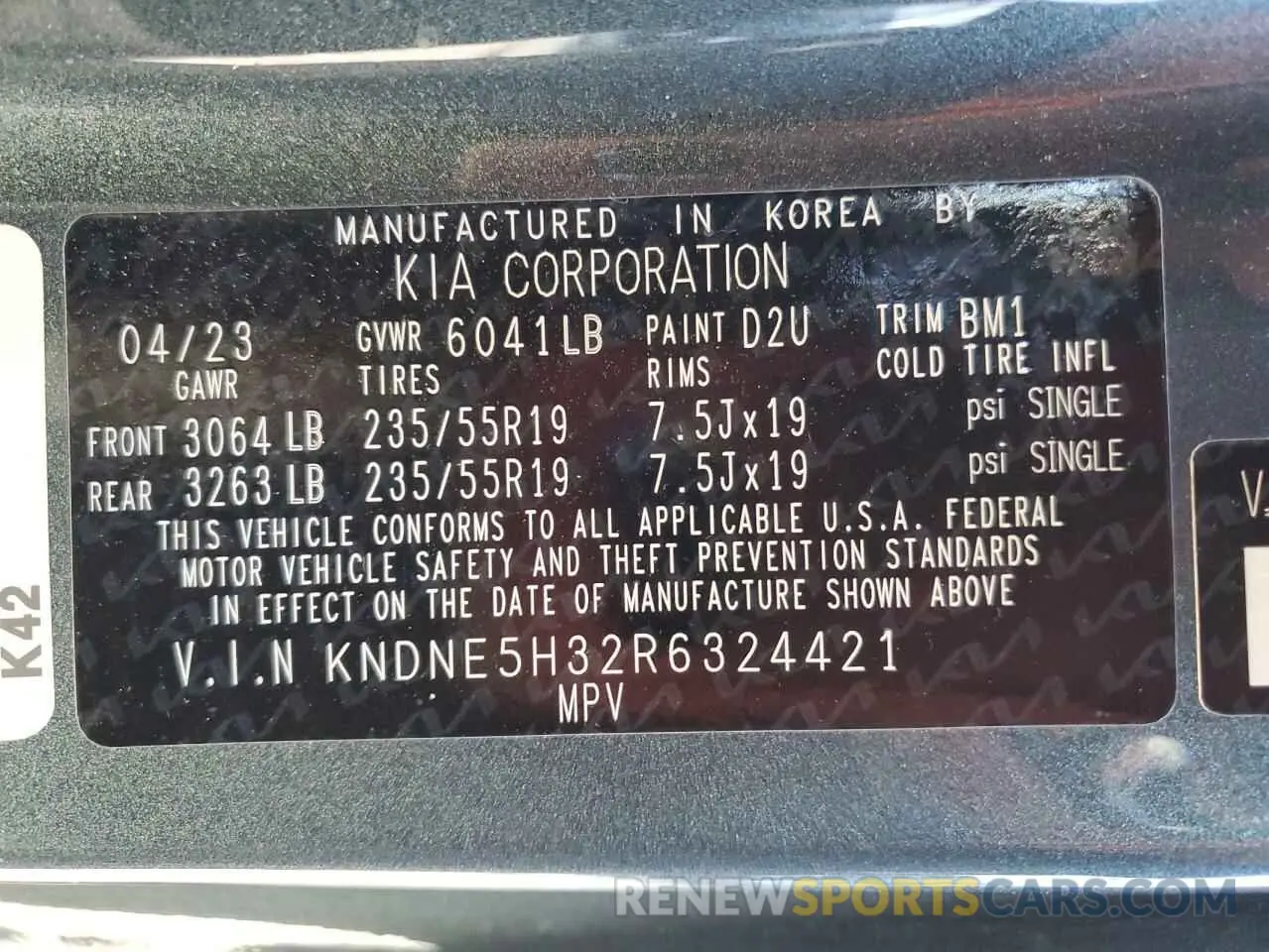 15 Photograph of a damaged car KNDNE5H32R6324421 KIA CARNIVAL S 2024