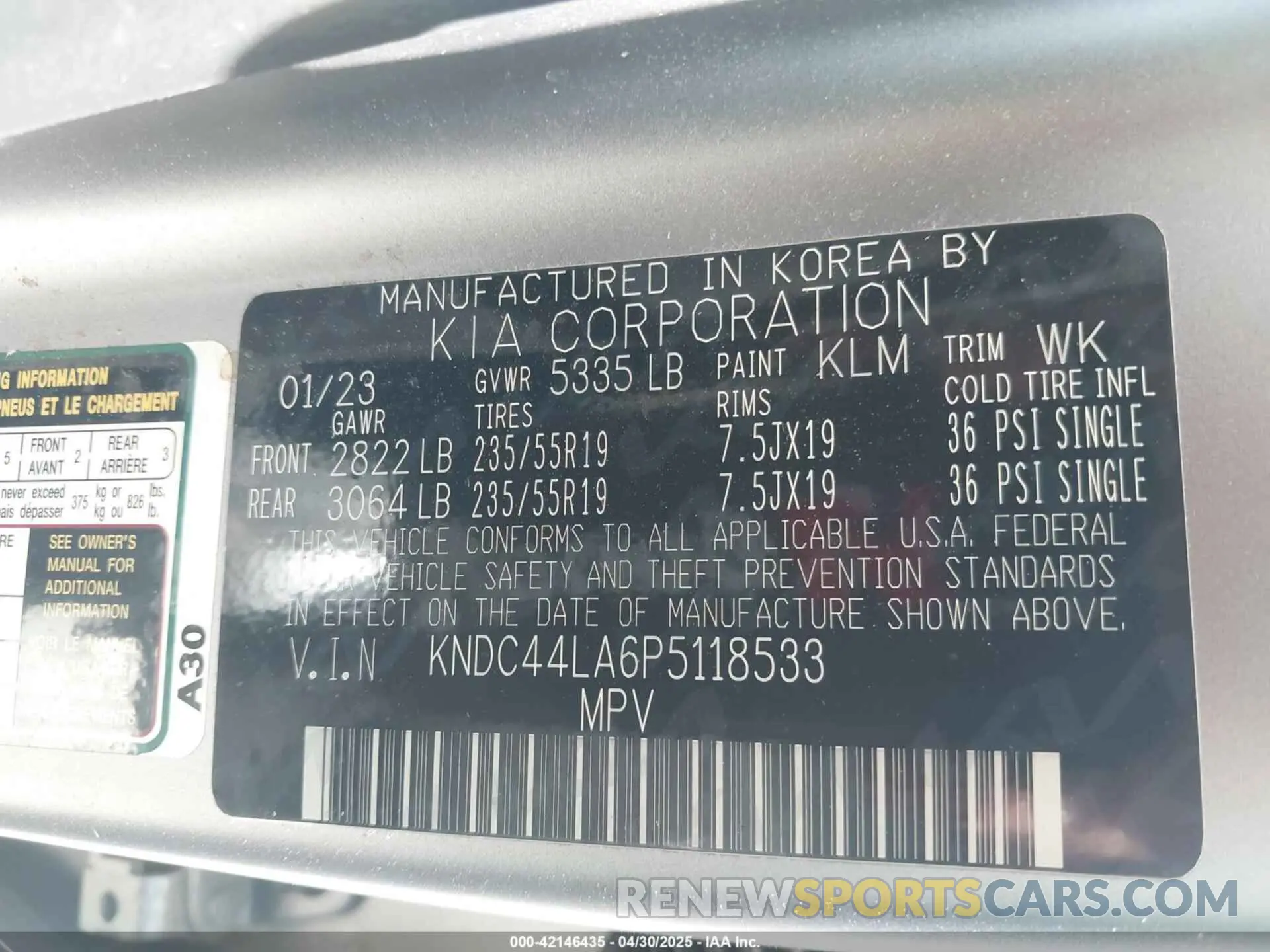 9 Photograph of a damaged car KNDC44LA6P5118533 KIA EV6 2023