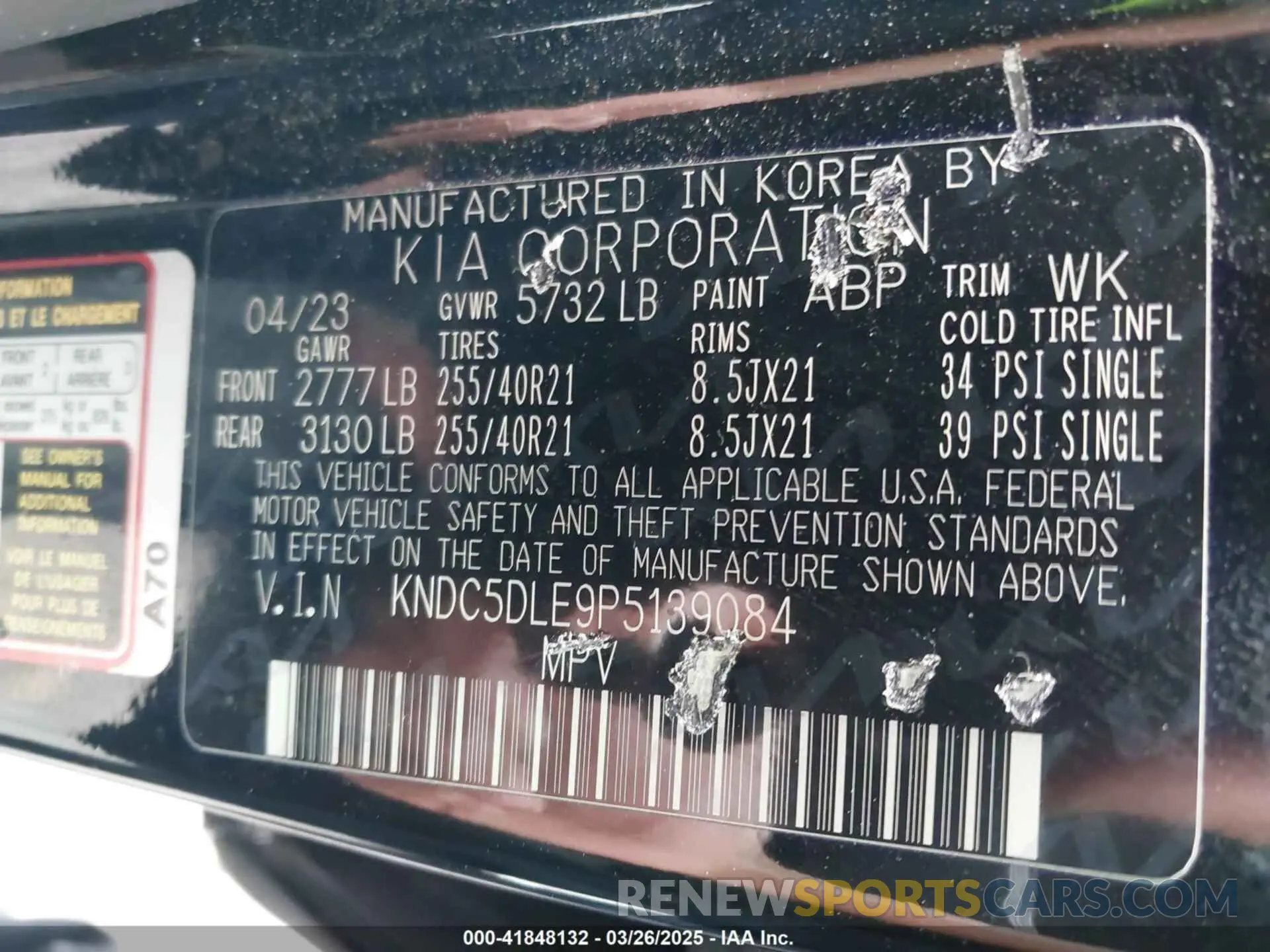 9 Photograph of a damaged car KNDC5DLE9P5139084 KIA EV6 2023