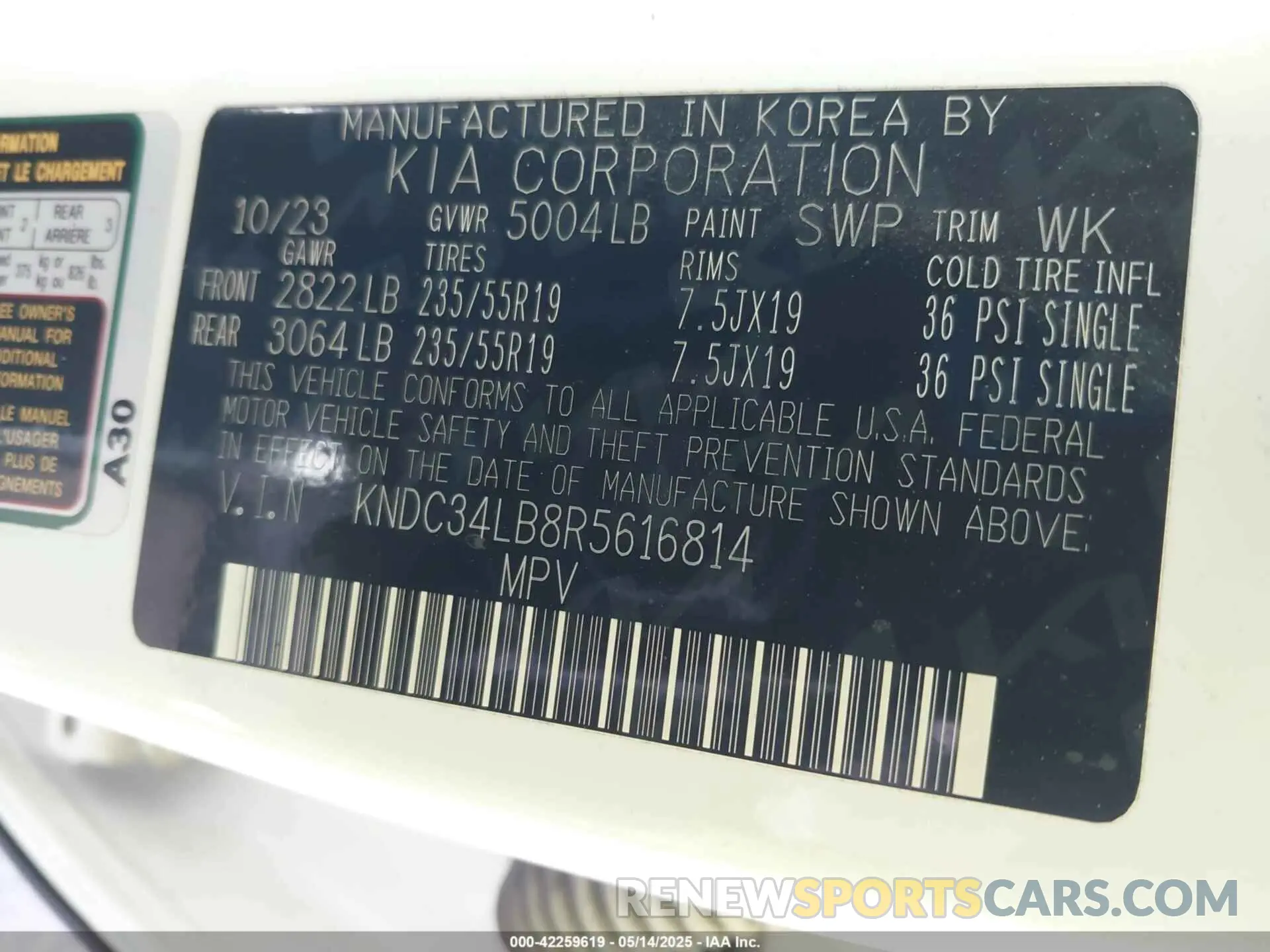 9 Фотография поврежденного автомобиля KNDC34LB8R5616814 KIA EV6 2024