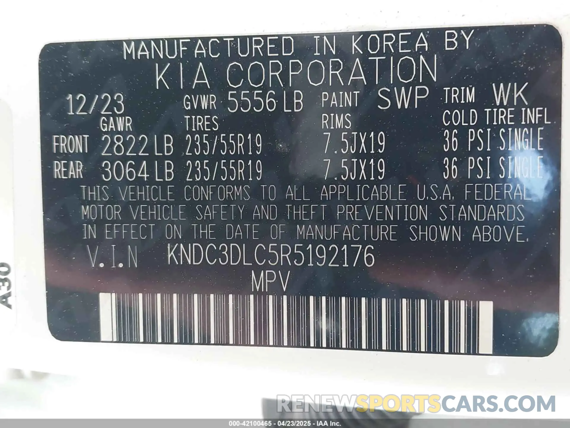 9 Photograph of a damaged car KNDC3DLC5R5192176 KIA EV6 2024