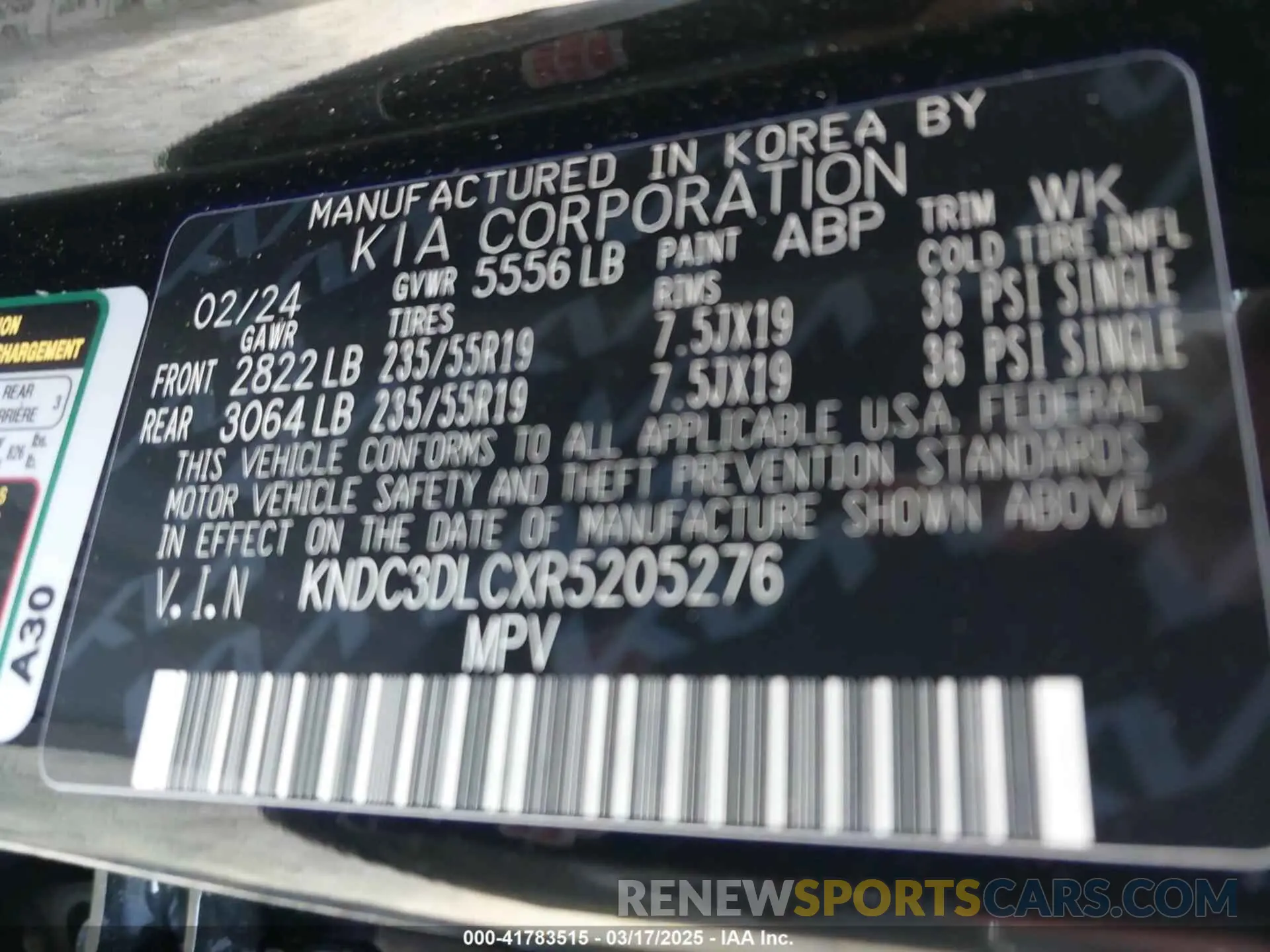 9 Фотография поврежденного автомобиля KNDC3DLCXR5205276 KIA EV6 2024