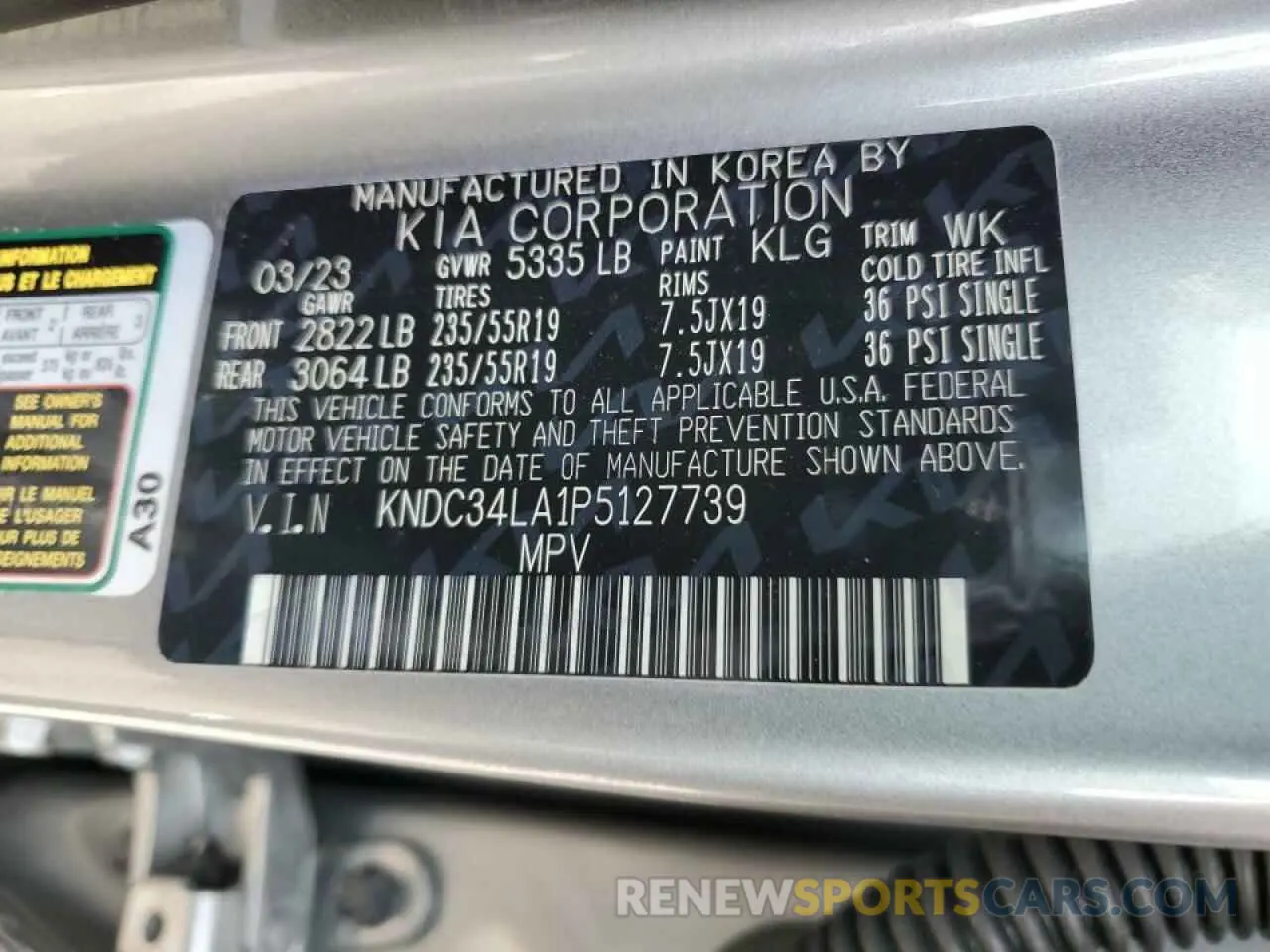 12 Фотография поврежденного автомобиля KNDC34LA1P5127739 KIA EV6 LIGHT 2023