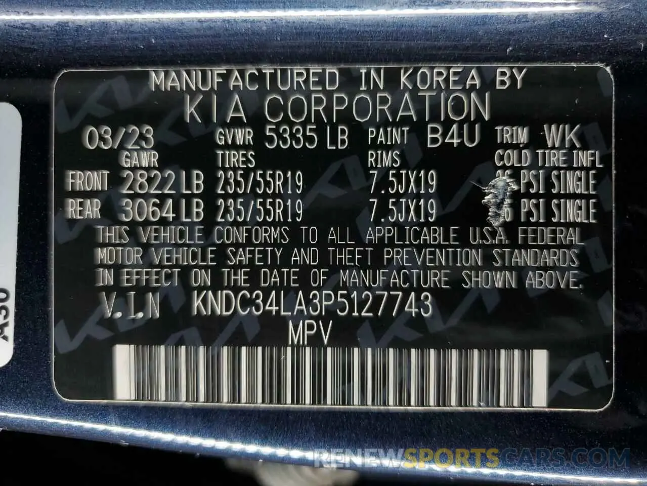 13 Photograph of a damaged car KNDC34LA3P5127743 KIA EV6 LIGHT 2023