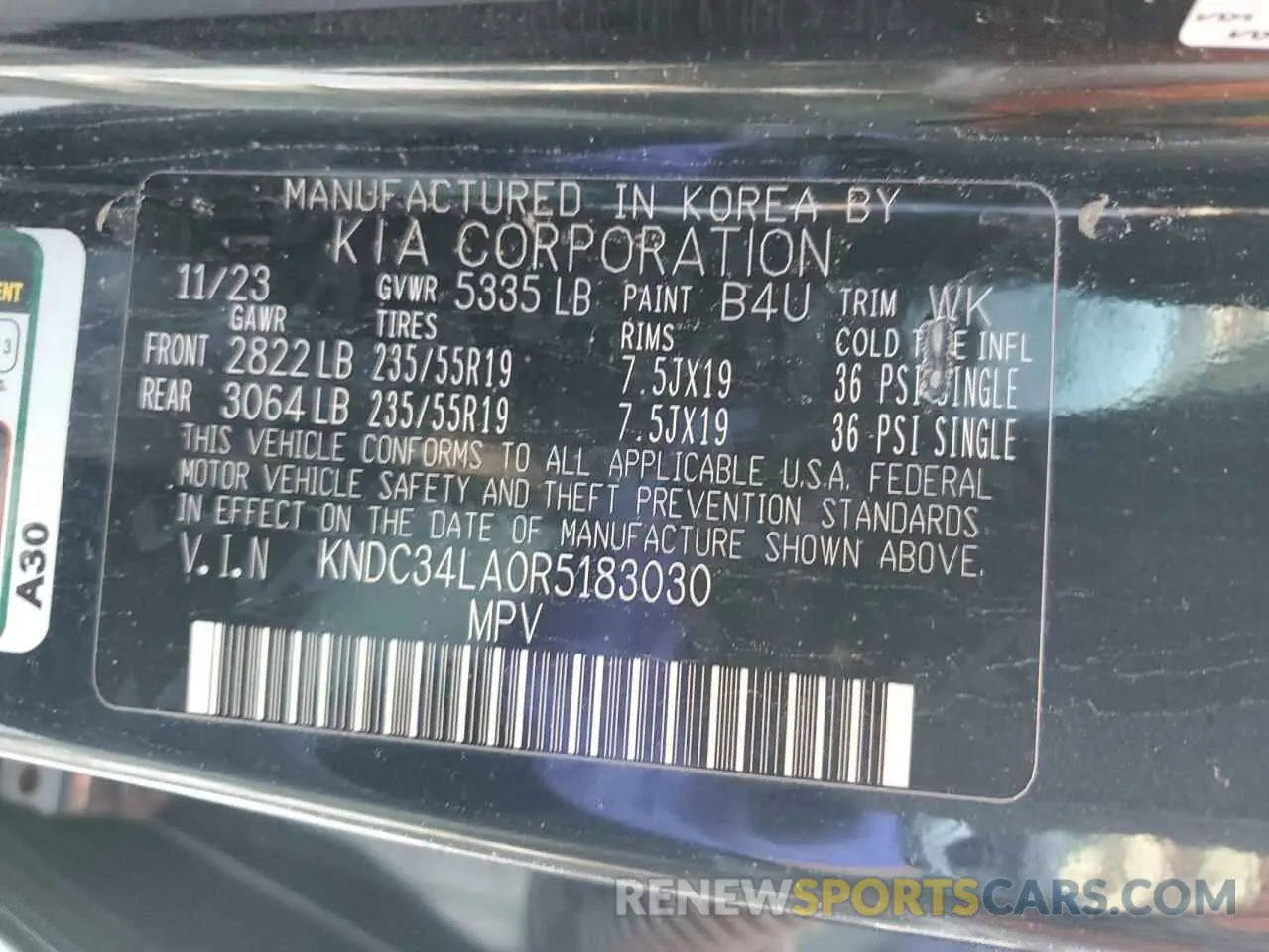 12 Фотография поврежденного автомобиля KNDC34LA0R5183030 KIA EV6 LIGHT 2024