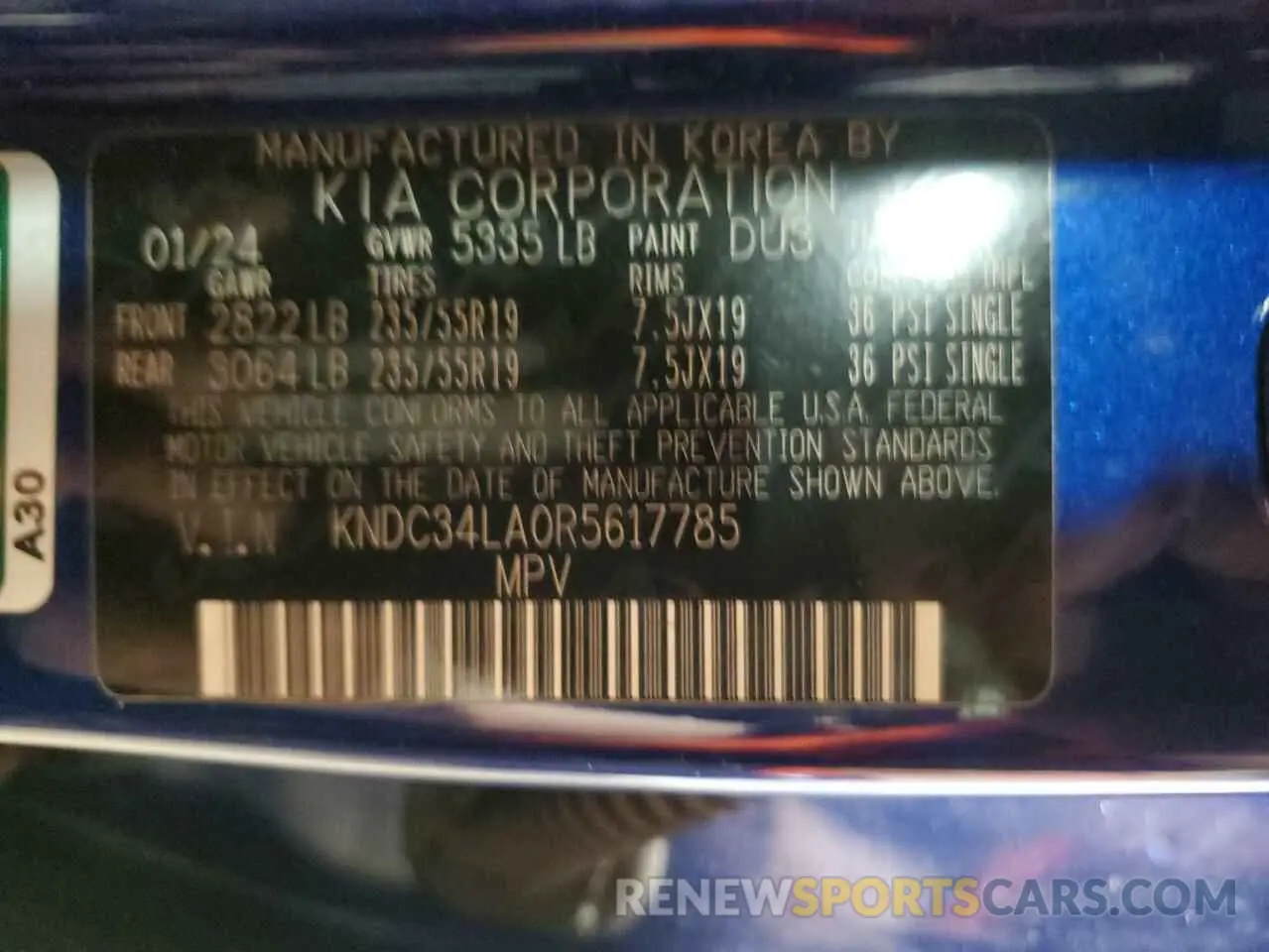 13 Photograph of a damaged car KNDC34LA0R5617785 KIA EV6 LIGHT 2024