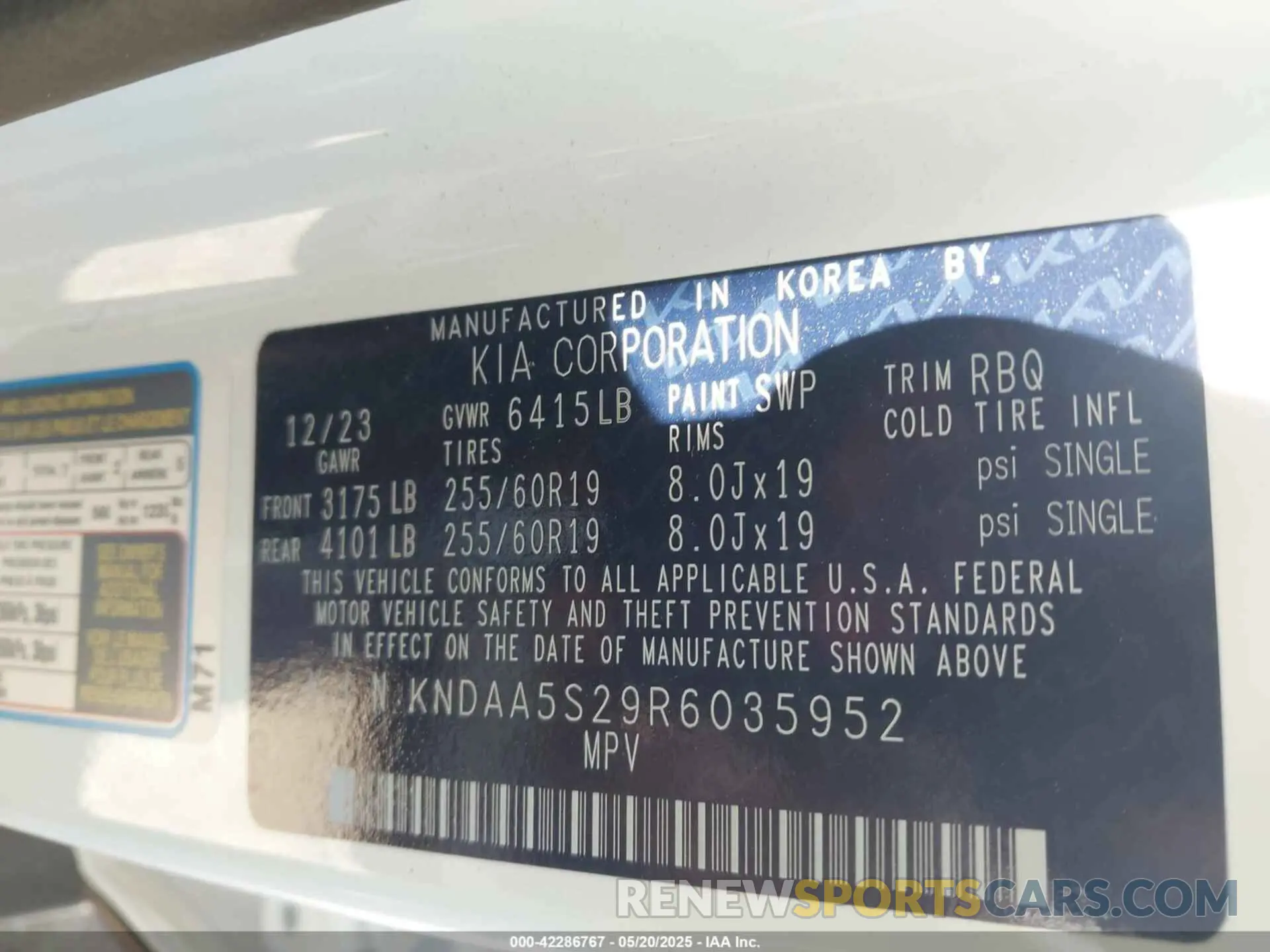 9 Фотография поврежденного автомобиля KNDAA5S29R6035952 KIA EV9 2024