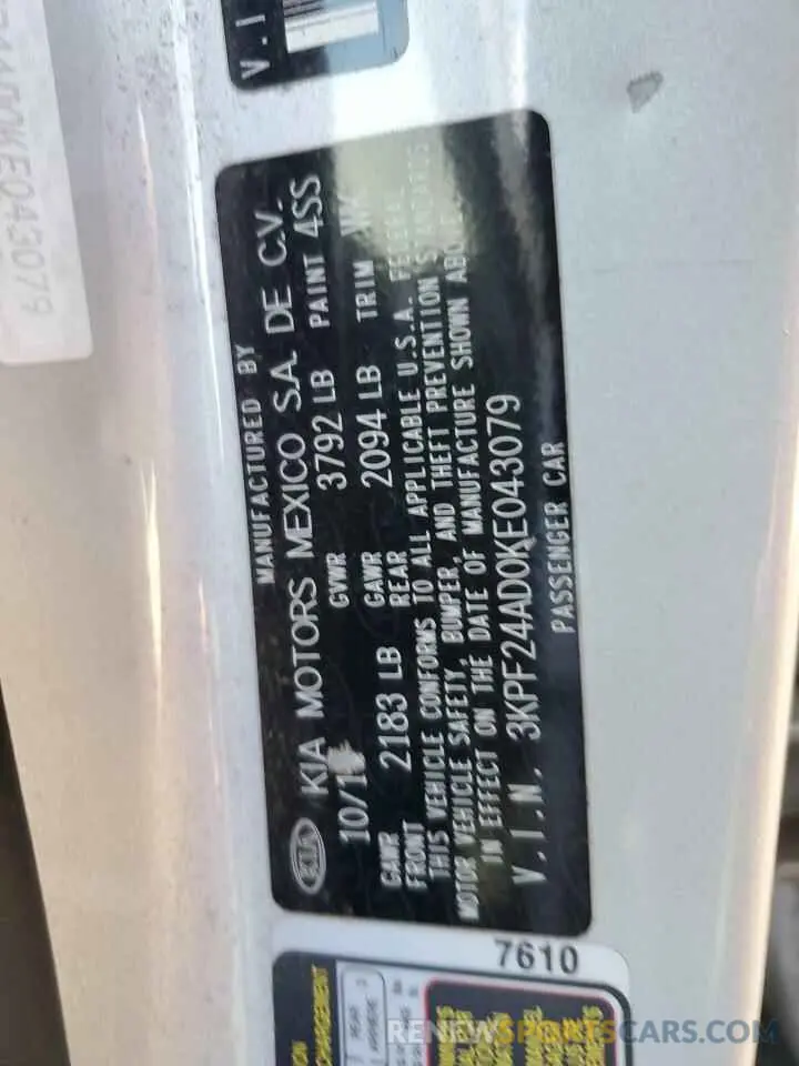 12 Фотография поврежденного автомобиля 3KPF24AD0KE043079 KIA FORTE 2019