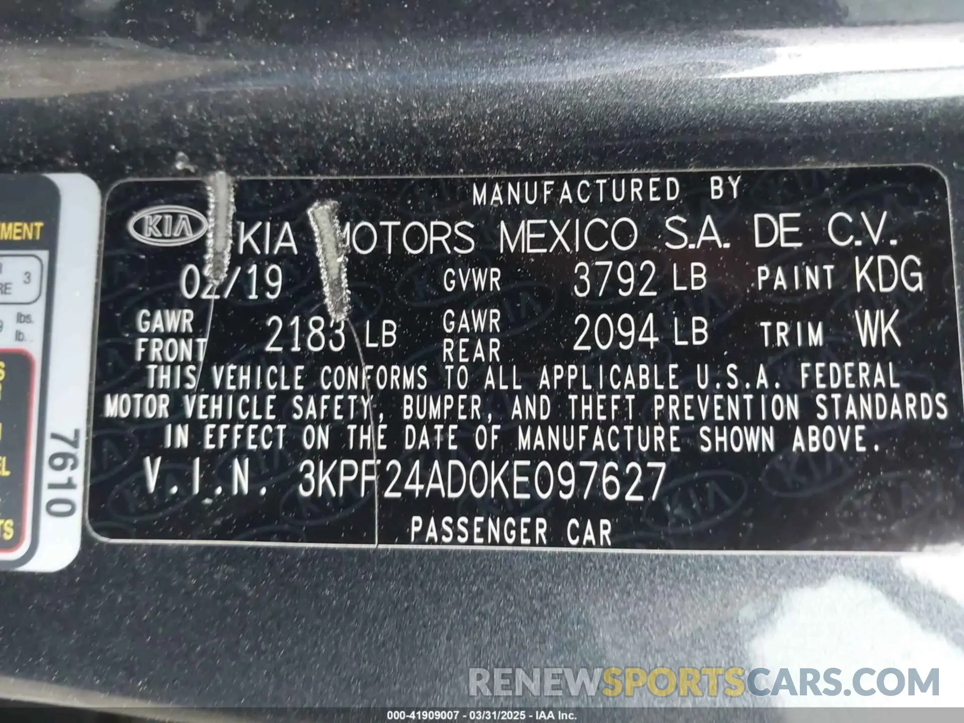 9 Фотография поврежденного автомобиля 3KPF24AD0KE097627 KIA FORTE 2019