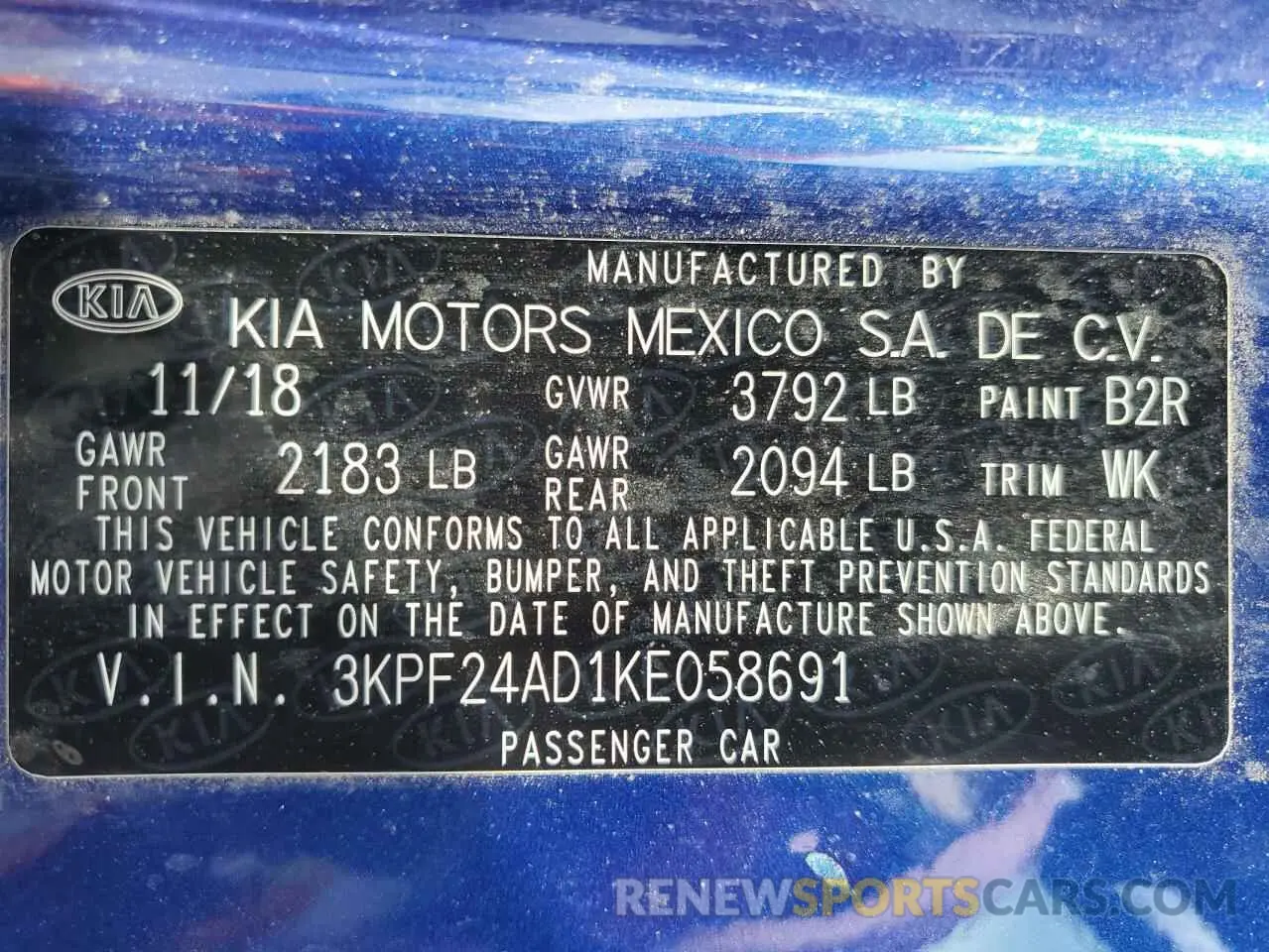 14 Фотография поврежденного автомобиля 3KPF24AD1KE058691 KIA FORTE 2019